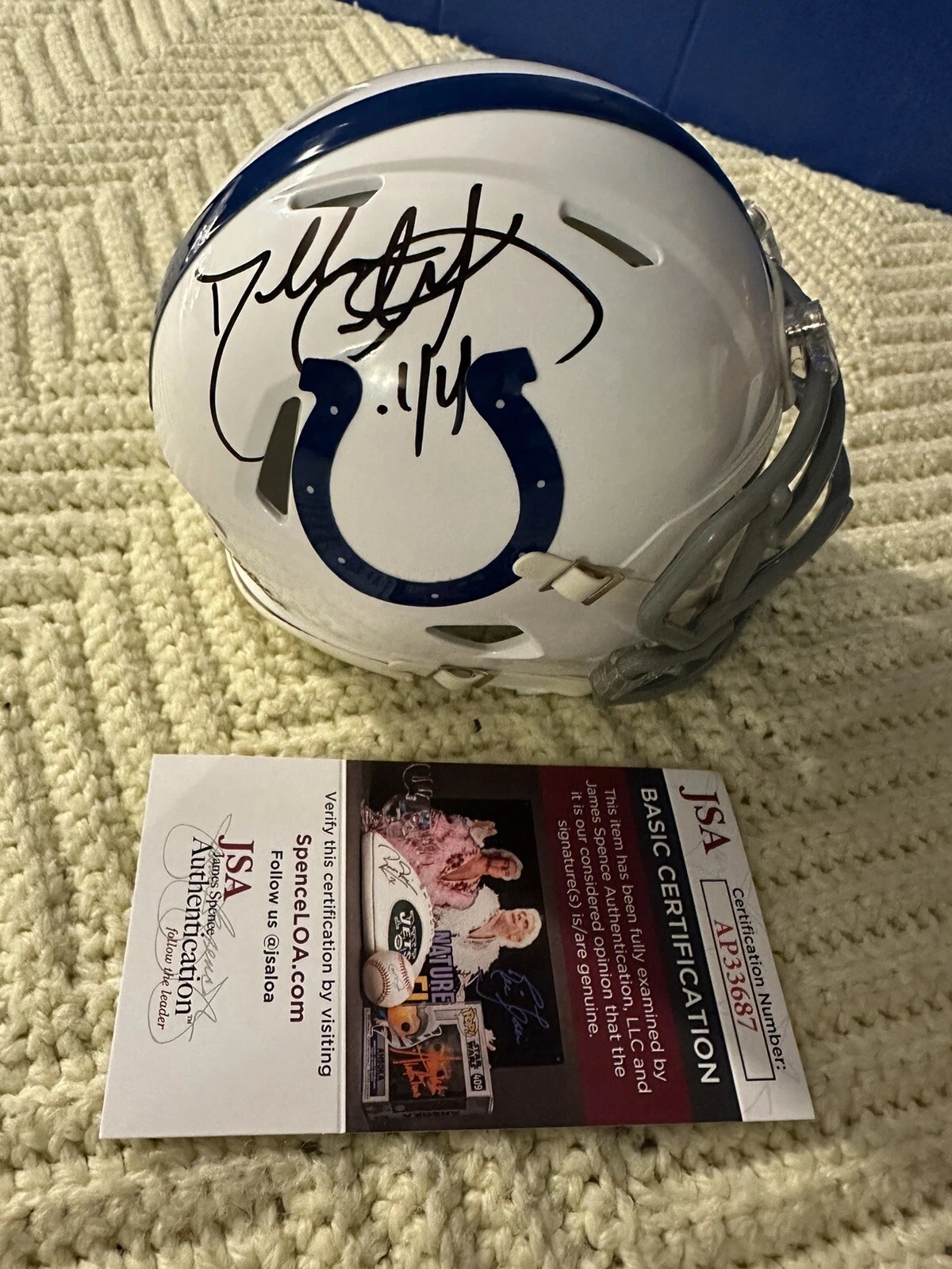 Dallas Clark Signed Indianapolis Colts Mini Helmet JSA Authentication COA