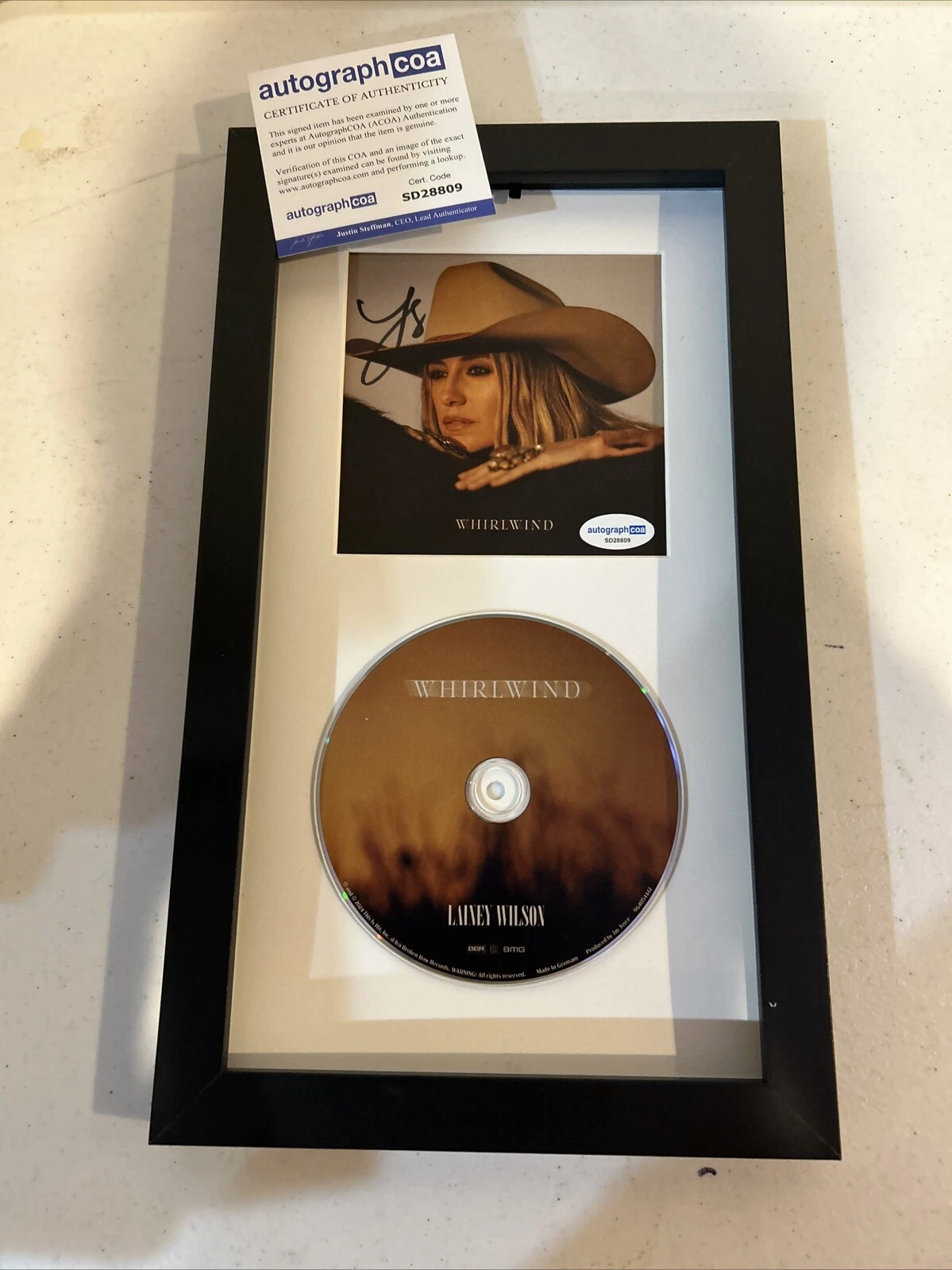 LAINEY WILSON SIGNED AUTOGRAPH FRAMED CD DISPLAY ACOA WHIRLWIND COUNTRY STAR