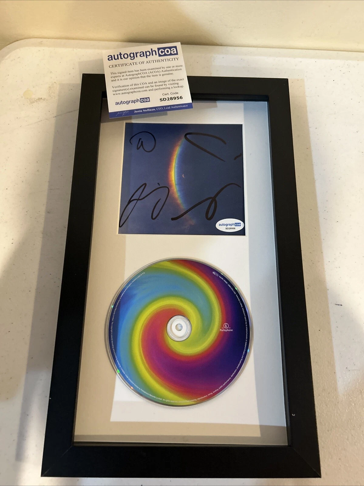 COLDPLAY SIGNED AUTOGRAPH FRAMED CD DISPLAY ACOA MOON MUSIC ALBUM