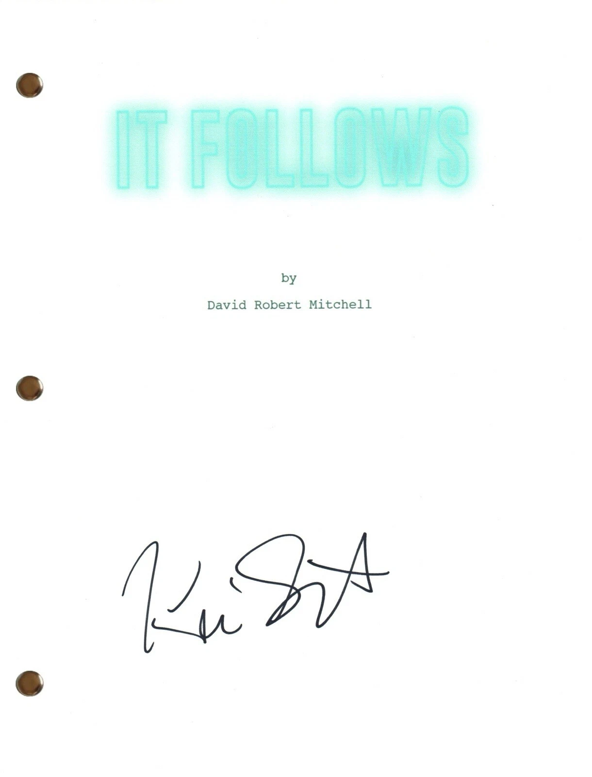 Keir Gilchrist Signed Autograph IT FOLLOWS Movie Script Screenplay Horror COA