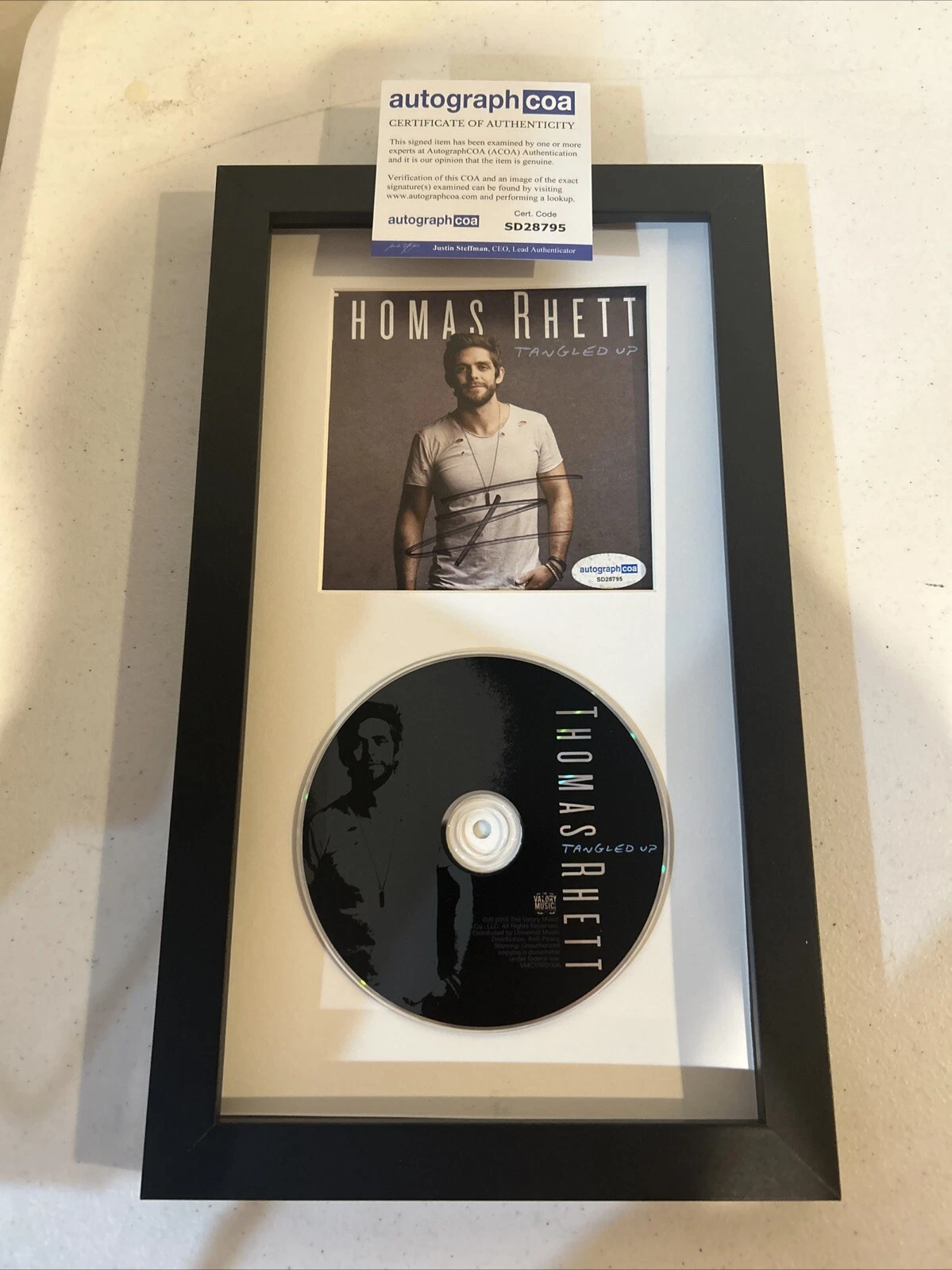 THOMAS RHETT SIGNED AUTOGRAPH FRAMED CD DISPLAY ACOA TANGLED UP ALBUM COUNTRY
