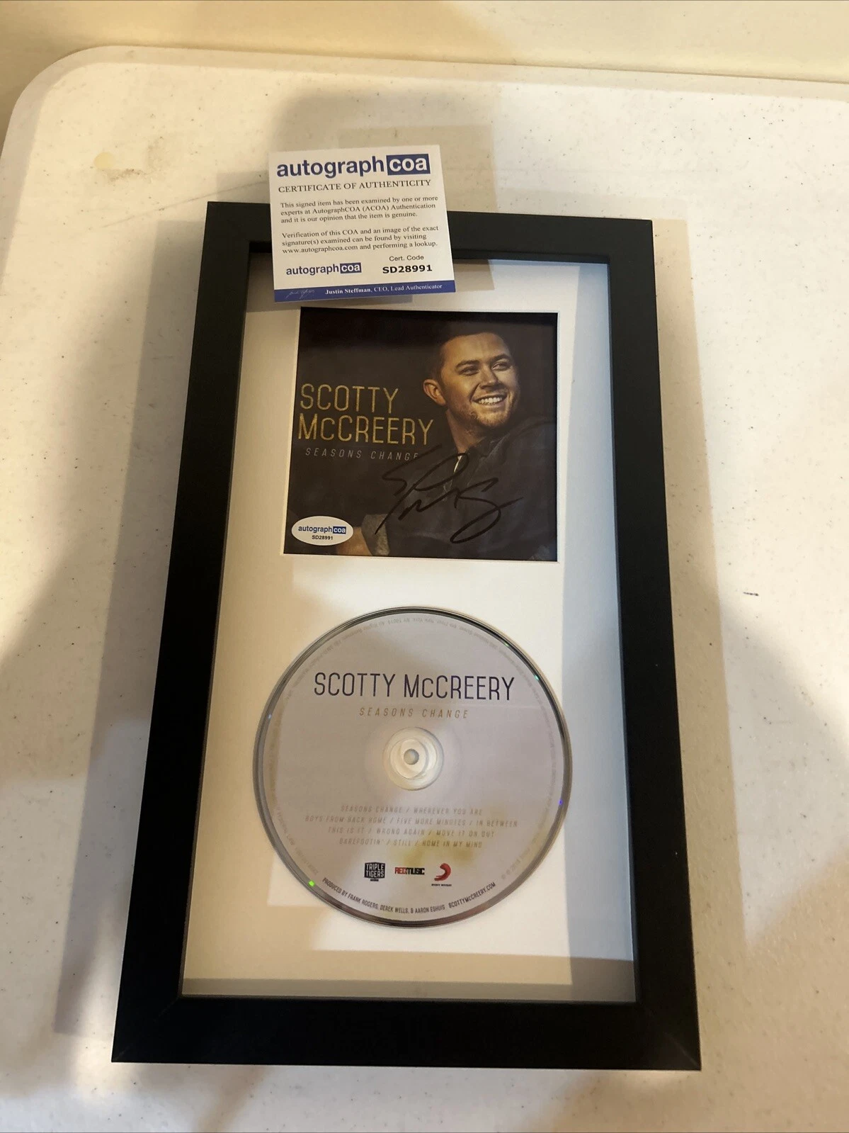 SCOTTY MCCREERY SIGNED AUTOGRAPH FRAMED CD DISPLAY ACOA SEASONS CHANGE ALBUM