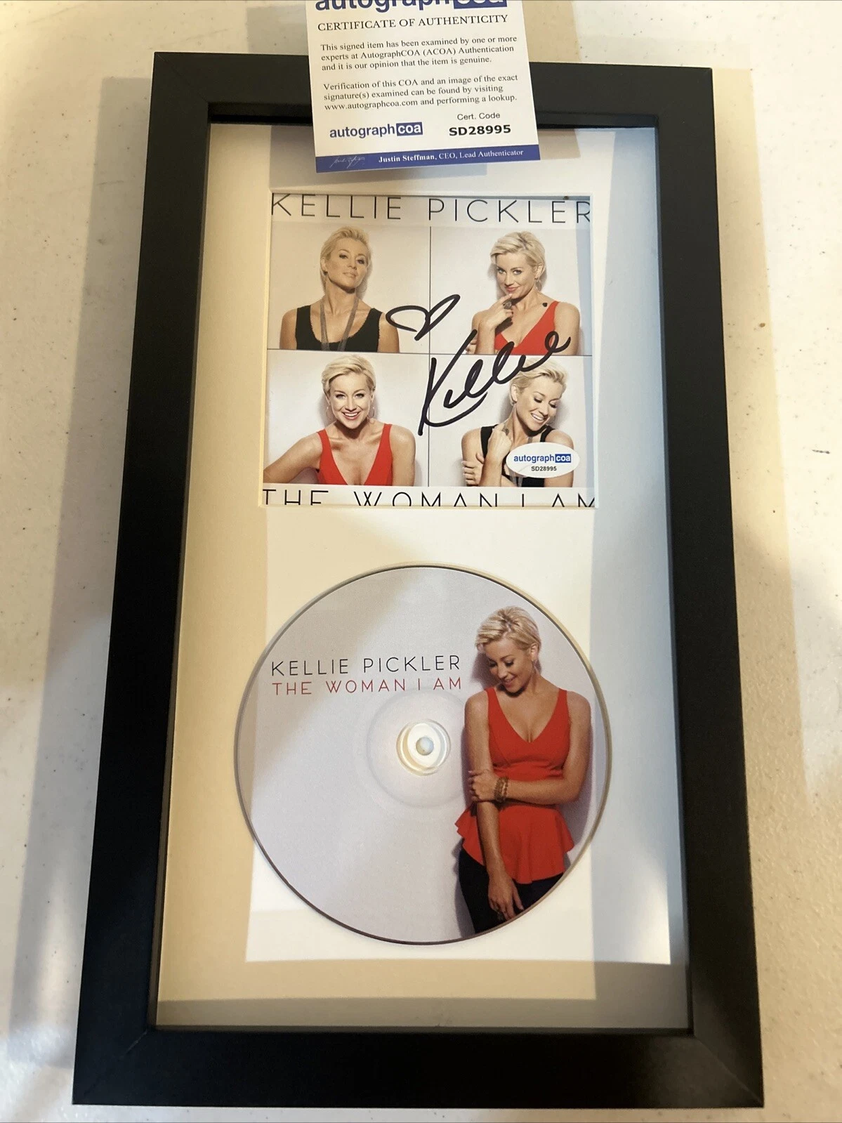 KELLIE PICKLER SIGNED AUTOGRAPH FRAMED CD DISPLAY ACOA THE WOMAN I AM COUNTRY