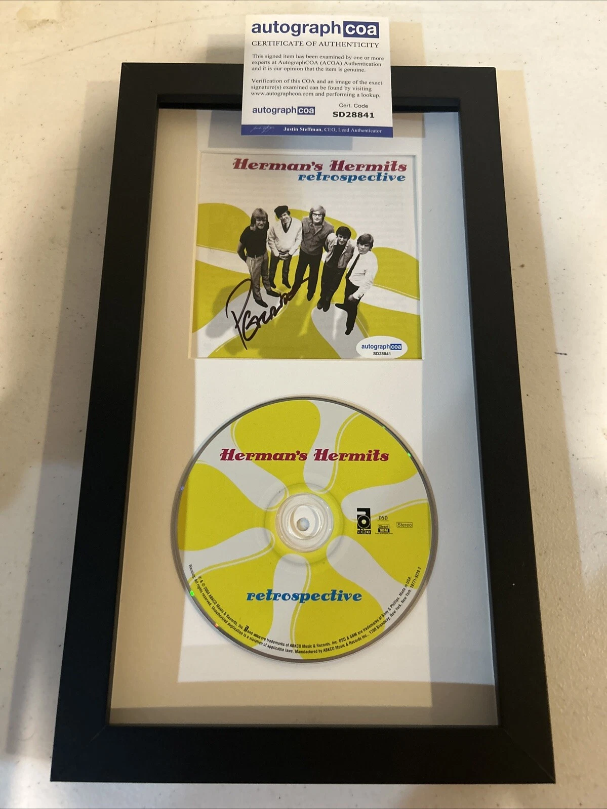 PETER NOONE SIGNED AUTOGRAPH FRAMED CD DISPLAY ACOA HERMANS HERMITS ALBUM