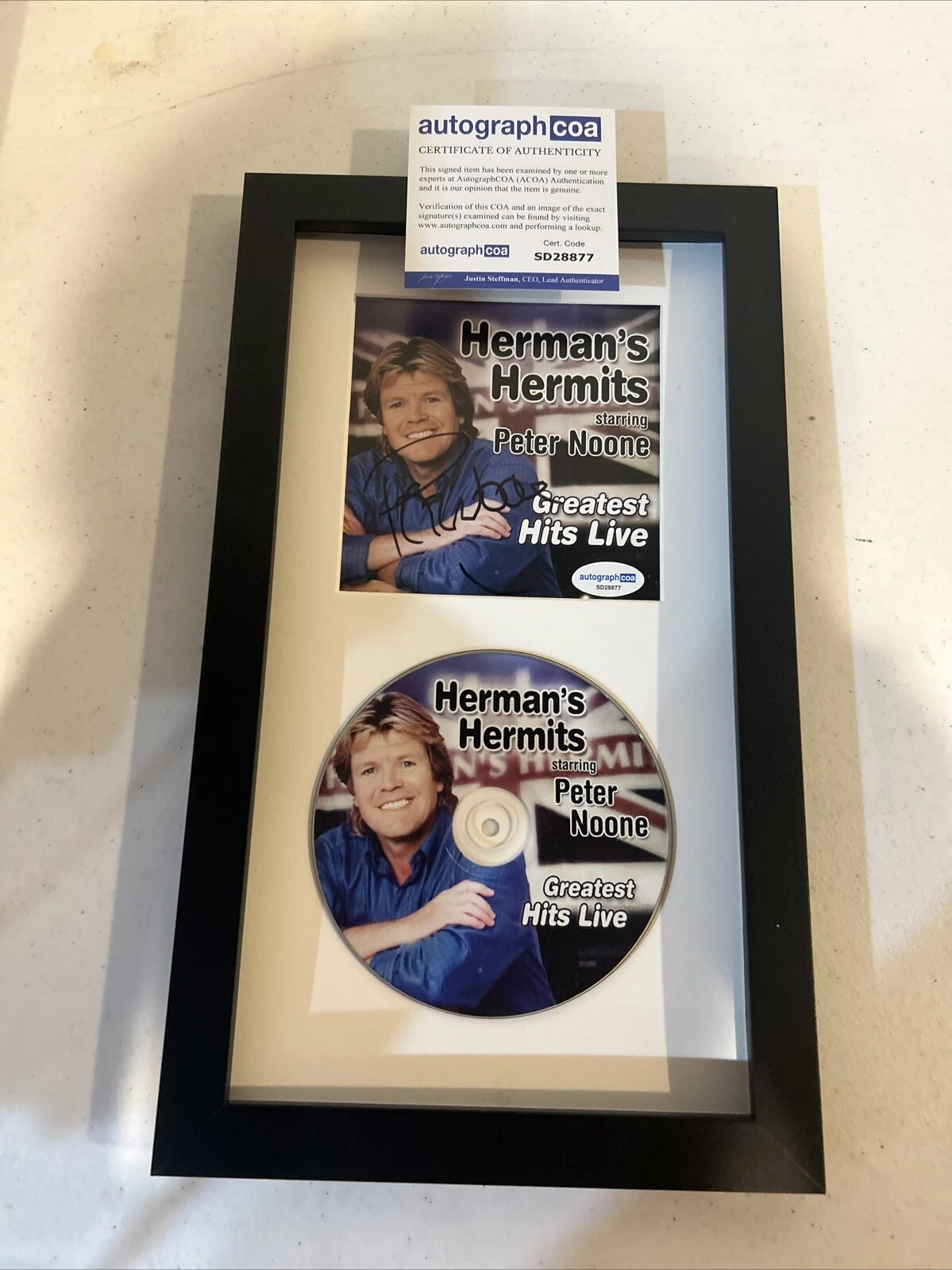 PETER NOONE SIGNED AUTOGRAPH FRAMED CD DISPLAY ACOA HERMANS HERMITS ALBUM