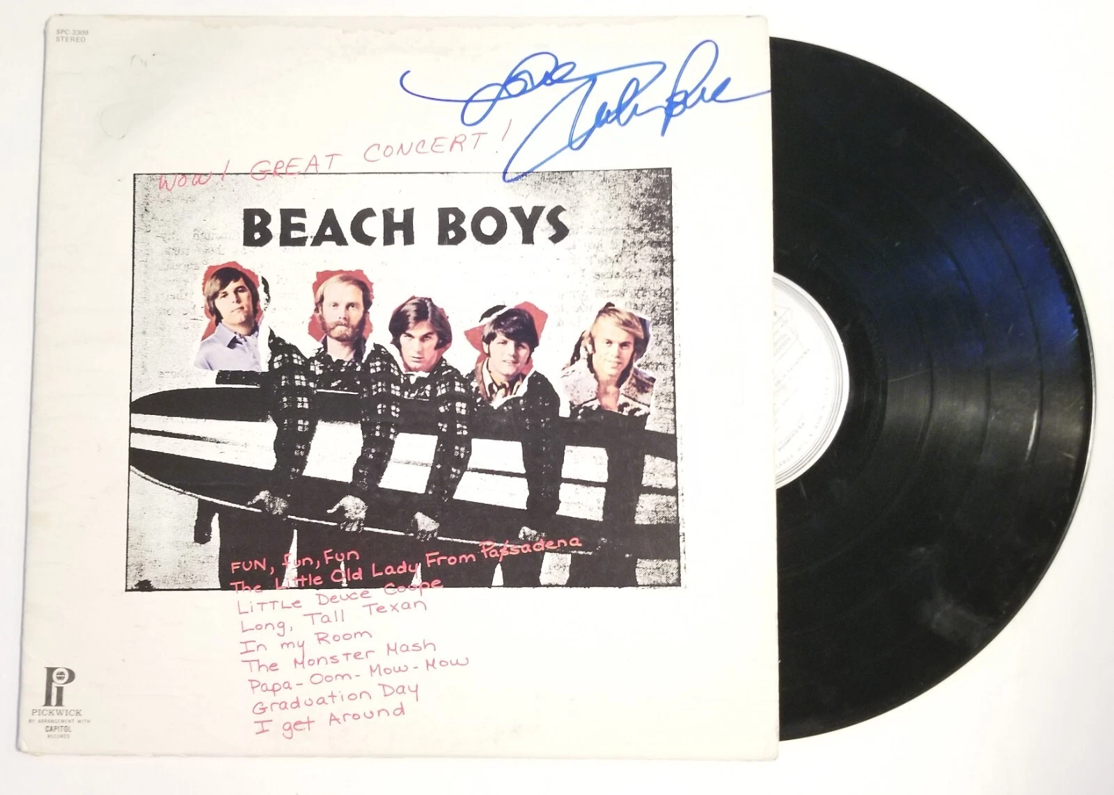 Mike Love of The Beach Boys REAL SIGNED Wow! Great Concert! Vinyl Record JSA COA