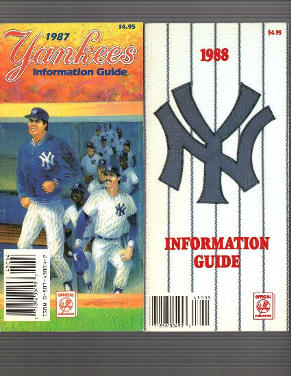 LOT OF 3 NY YANKEES BASEBALL MEDIA GUIDES FROM 1987+88+2016 GREAT CONDITION