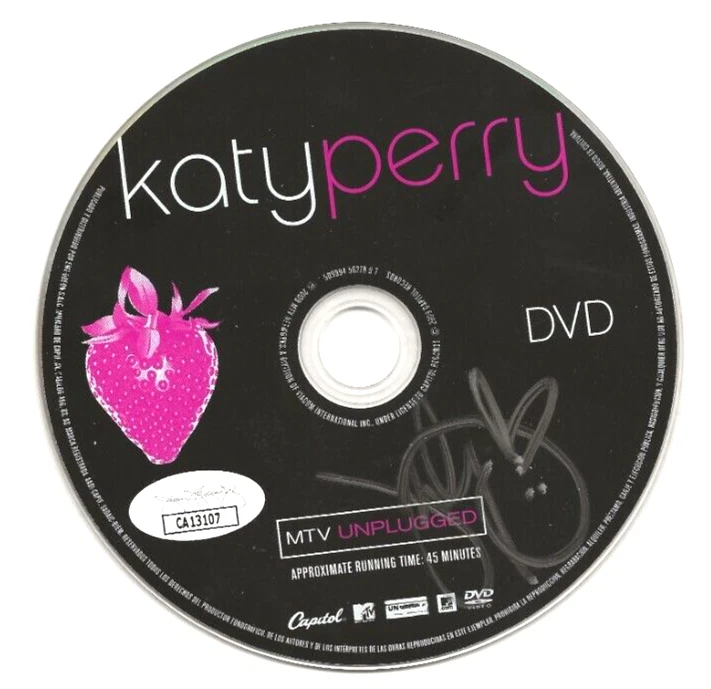 Katy Perry REAL hand SIGNED MTV Unplugged DVD Disc JSA COA Autographed