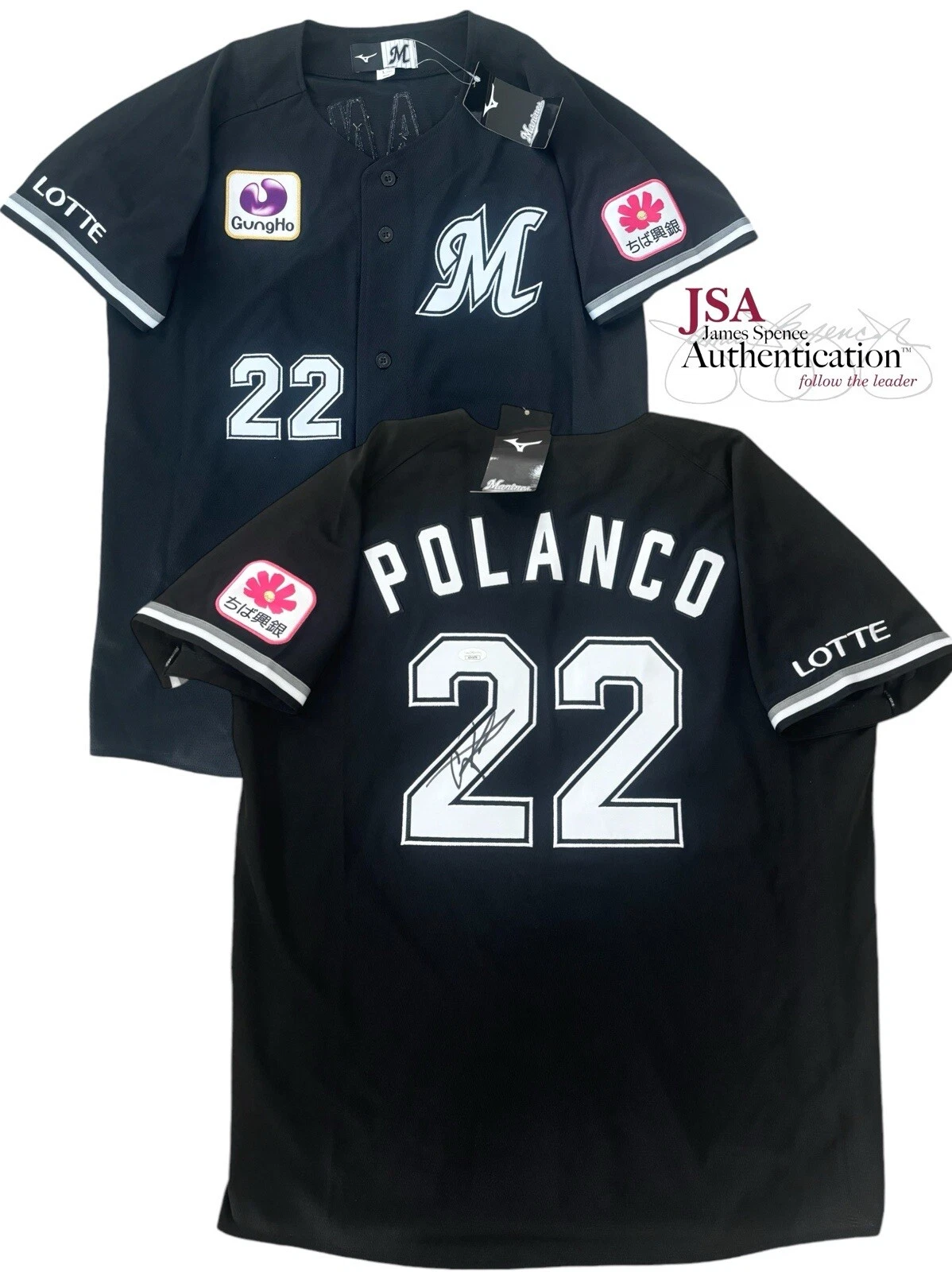 Gregory Polanco Signed Chiba Lotte Marines #22 Authentic Jersey JSA Japan NPB