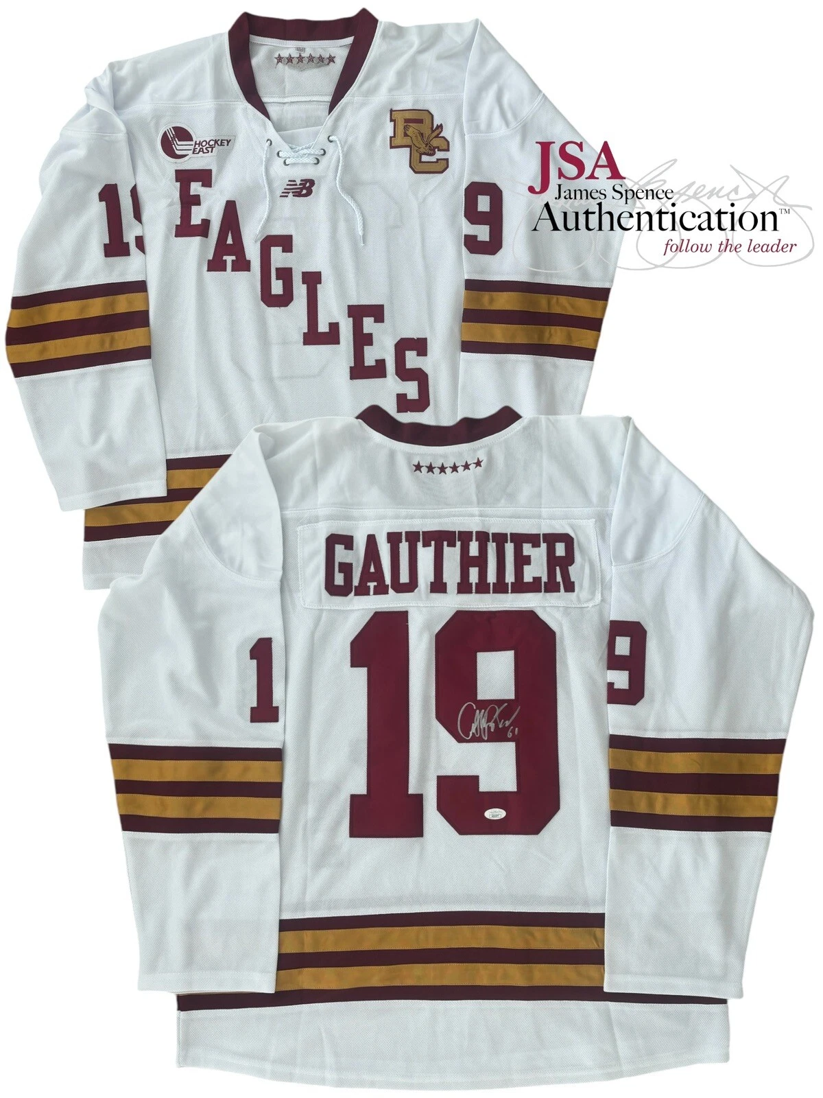 Cutter Gauthier Signed BC Boston College Eagles #19 Hockey Jersey JSA COA AUTO