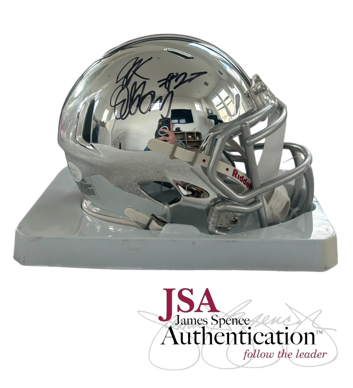 JK Dobbins Signed Ohio State Buckeyes Chrome Alternate Mini Helmet JSA COA AUTO