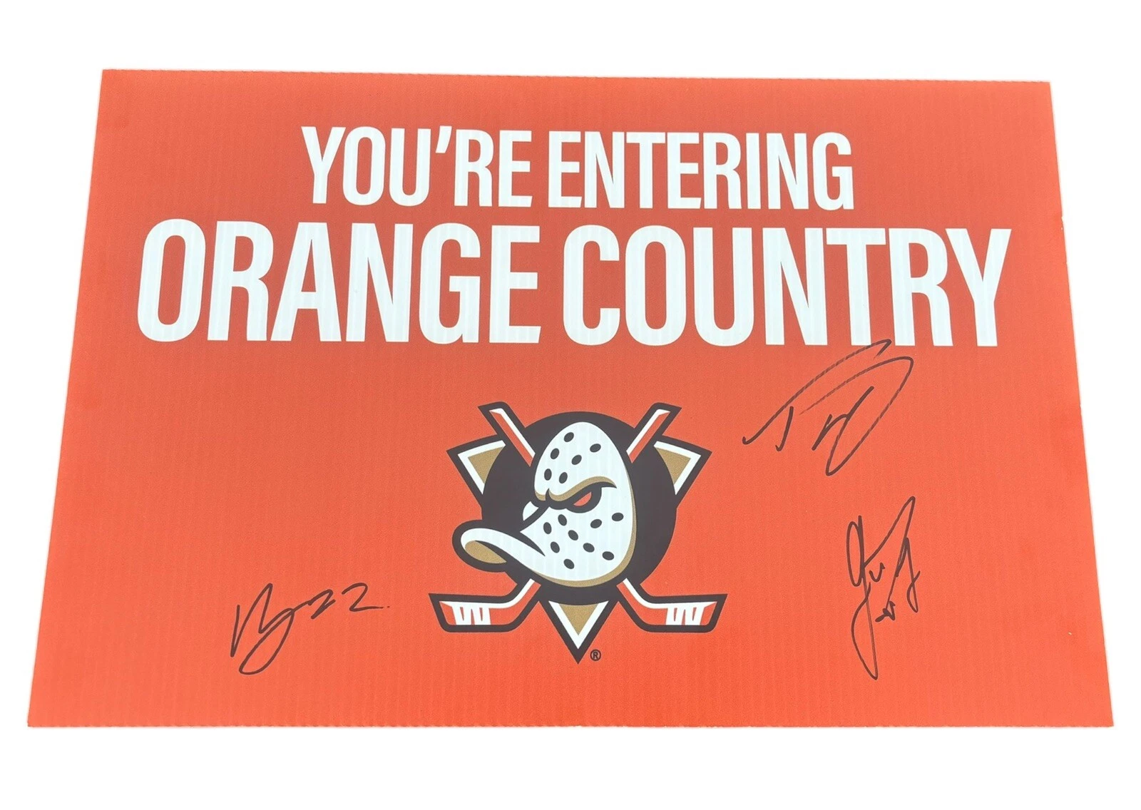 Trevor Zegras/Mason McTavish/Radko Gudas Signed Anaheim Ducks 2024-25 Yard Sign