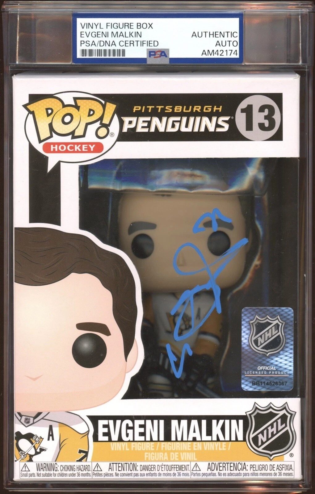 Evgeni Malkin Signed NHL Funko Pop #13 Psa/Dna Encapsulated Pittsburgh Penguins