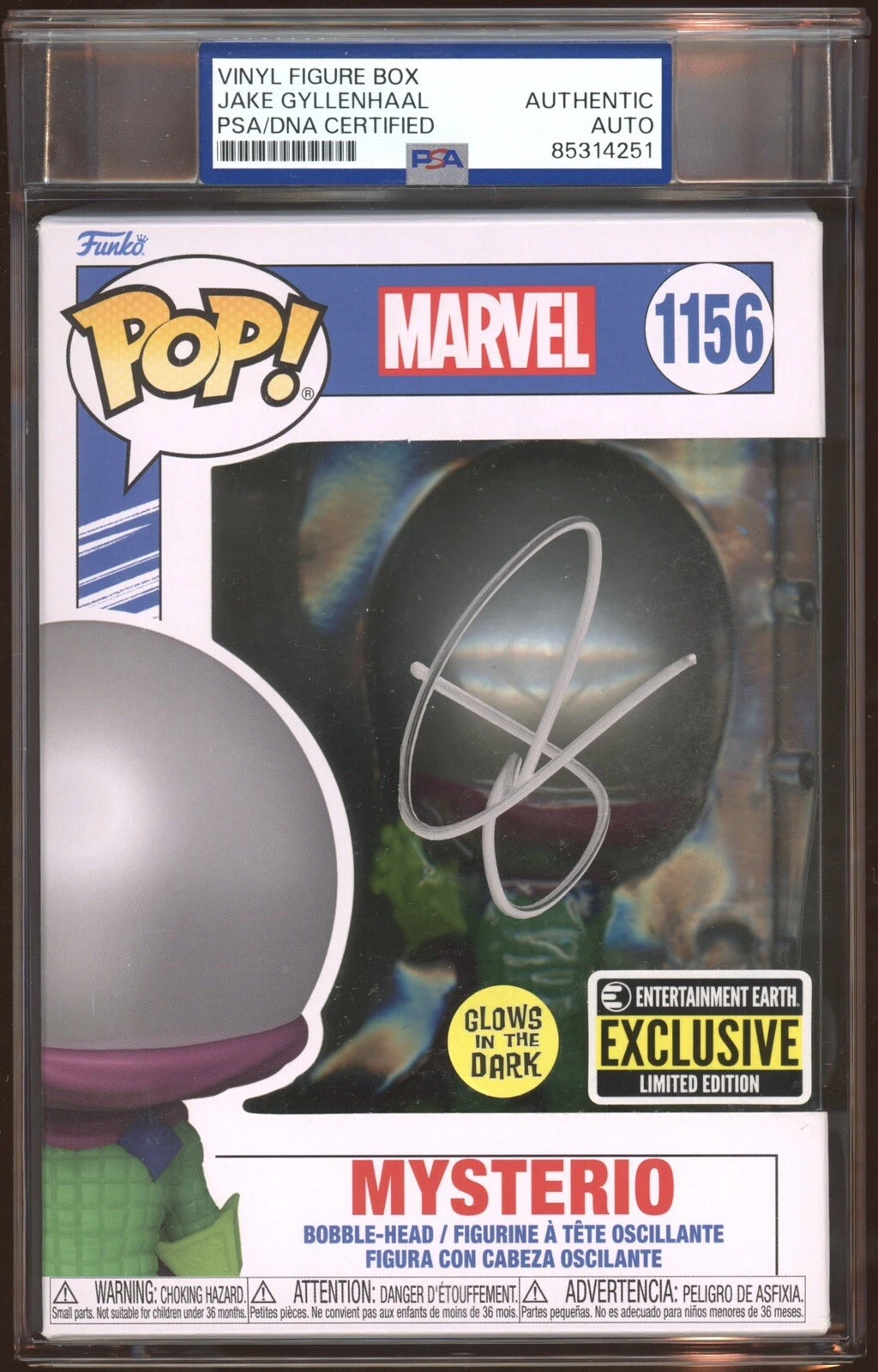 Jake Gyllenhaal Signed Mysterio Funko Pop 1156 Limited Edition Psa Encapsulated