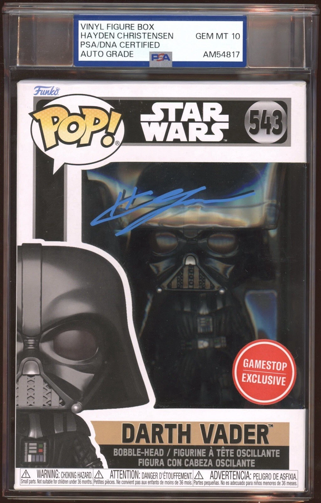 Hayden Christensen Signed Darth Vader Funko Pop GameStop Psa Slab GEM MT 10 AUTO