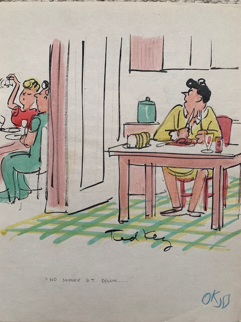 TED KEY SIGNED ORIGINAL 1950's COLOR ORIGINAL HAZEL ARTWORK+COA ANGRY HAZEL