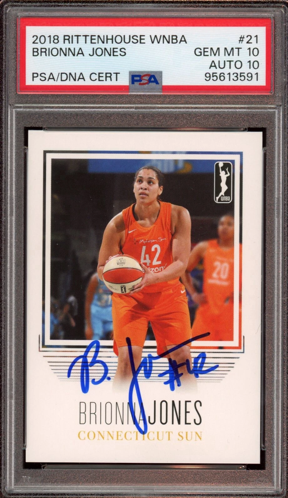 2018 Rittenhouse WNBA #21 Brionna Jones Rookie Card Auto /500 Psa GEM MINT 10/10