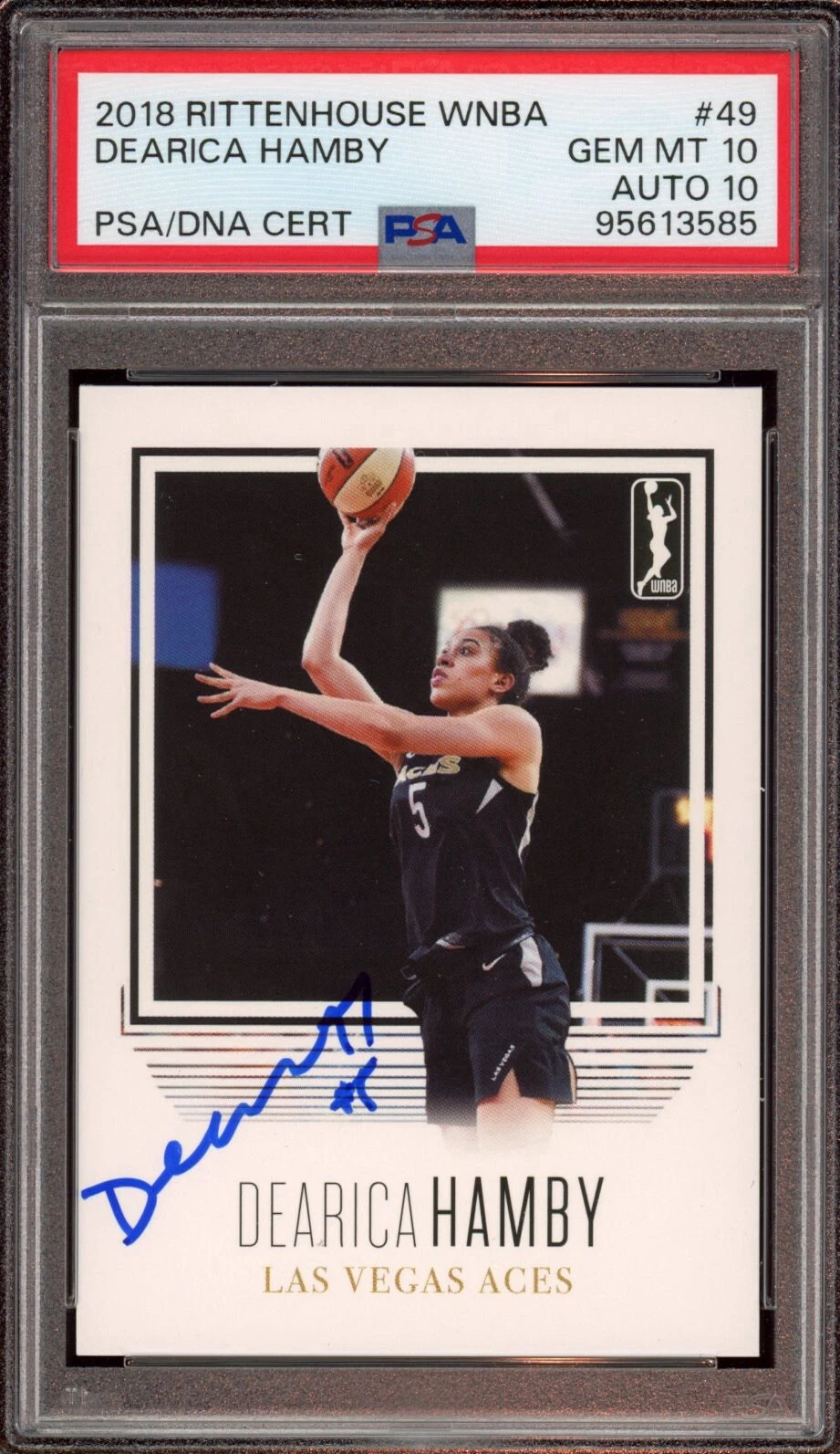 2018 Rittenhouse WNBA #49 Dearica Hamby Signed Card Auto /500 Psa GEM MINT 10/10