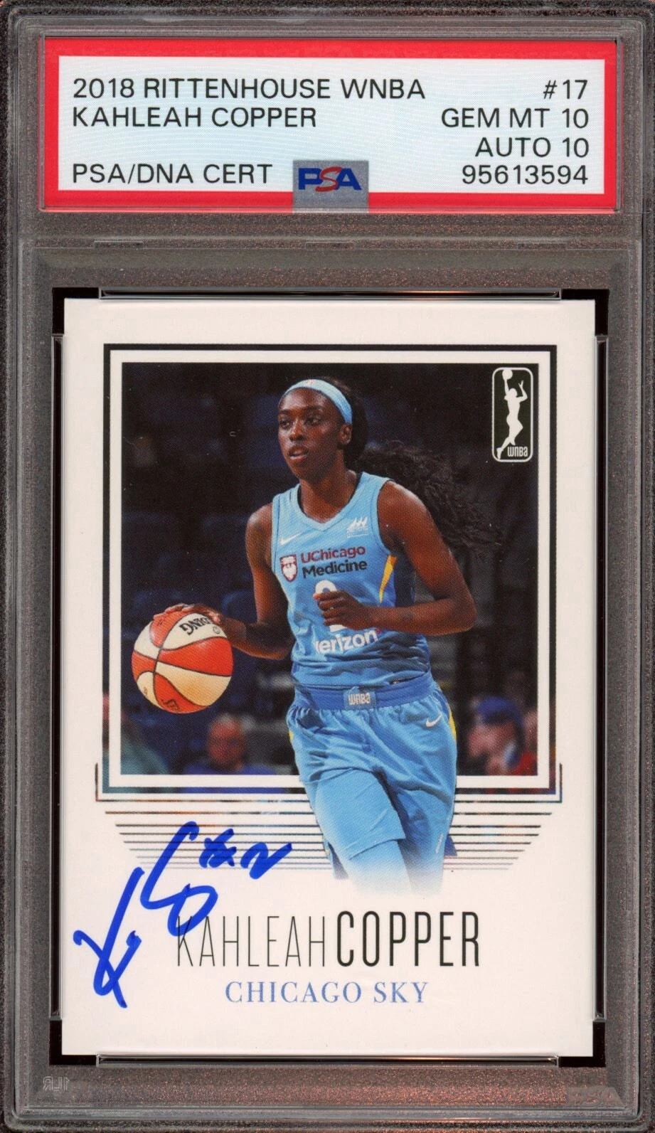 2018 Rittenhouse WNBA #17 Kahleah Copper Signed Card Auto /500 Psa GEM MT 10/10