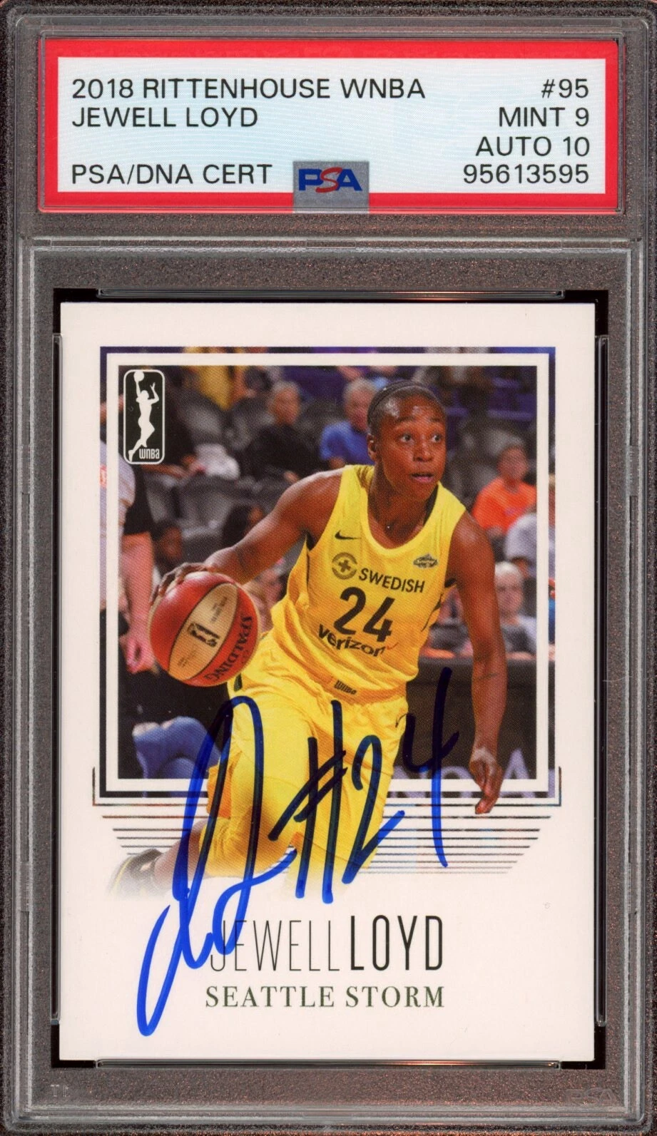 2018 Rittenhouse WNBA #95 Jewell Loyd Signed Card Auto /500 Psa MINT 9/GEM MT 10