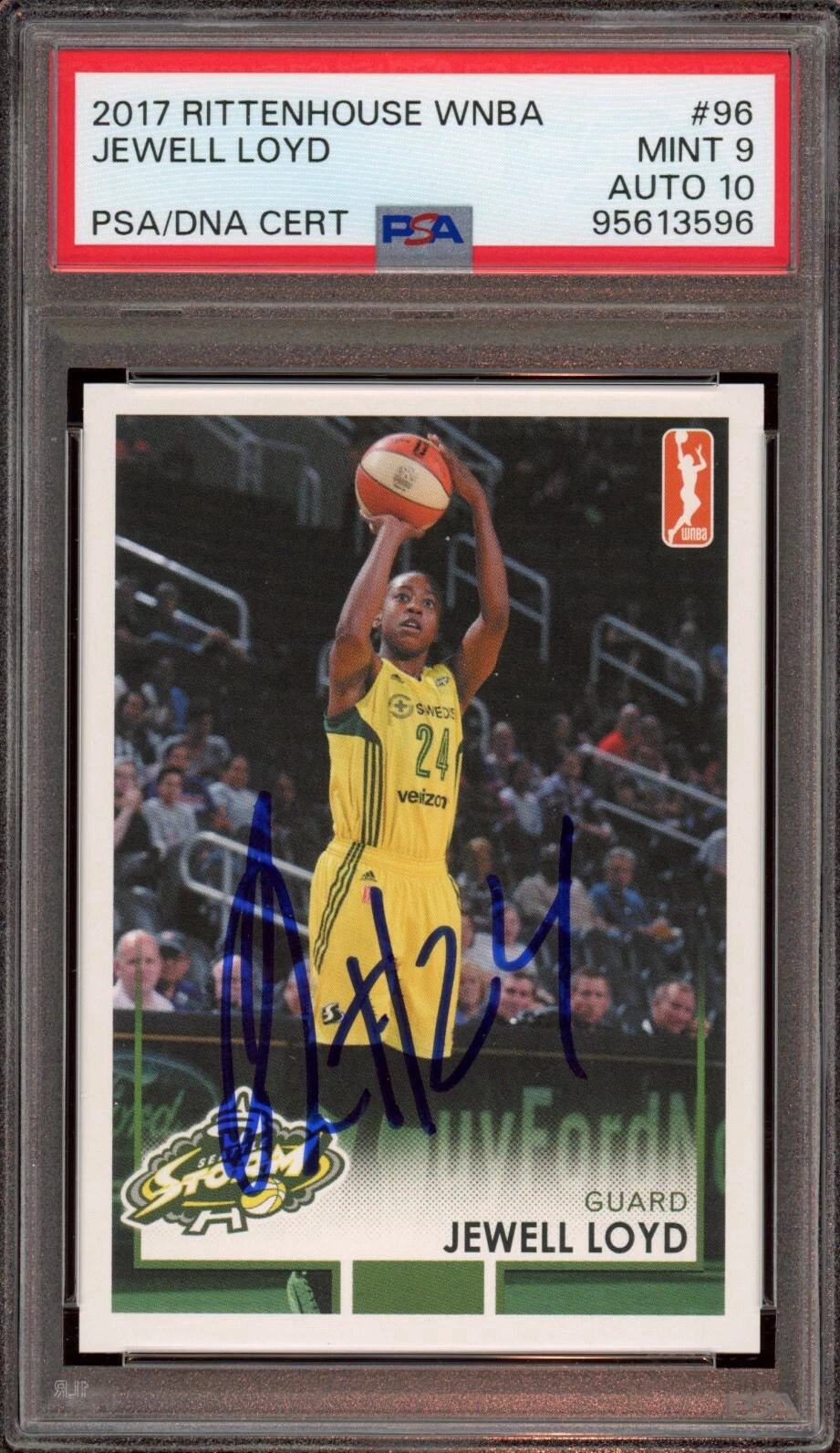 2017 Rittenhouse WNBA #96 Jewell Loyd Signed Card Auto /500 Psa MINT 9/GEM MT 10