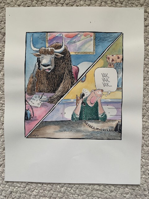 DAVE COVERLY SIGNED COLOR ORIGINAL SPEED BUMP PEN+INK ARTWORK YAK YAK YAK