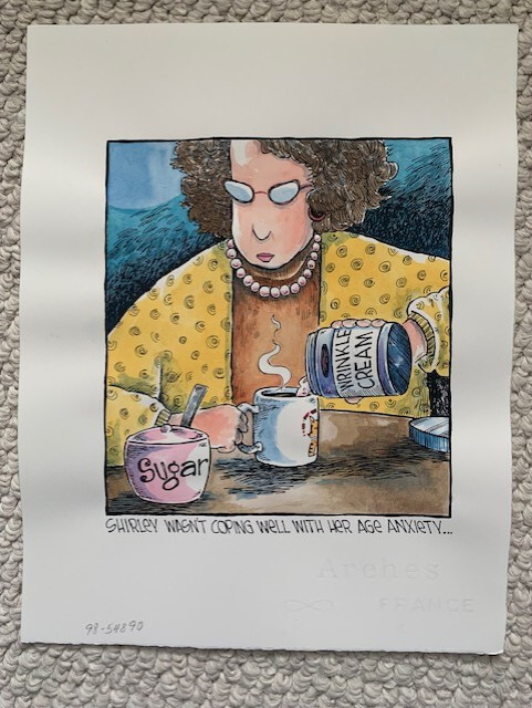 DAVE COVERLY SIGNED COLOR ORIGINAL SPEED BUMP PEN+INK ARTWORK WRINKLE CREAM
