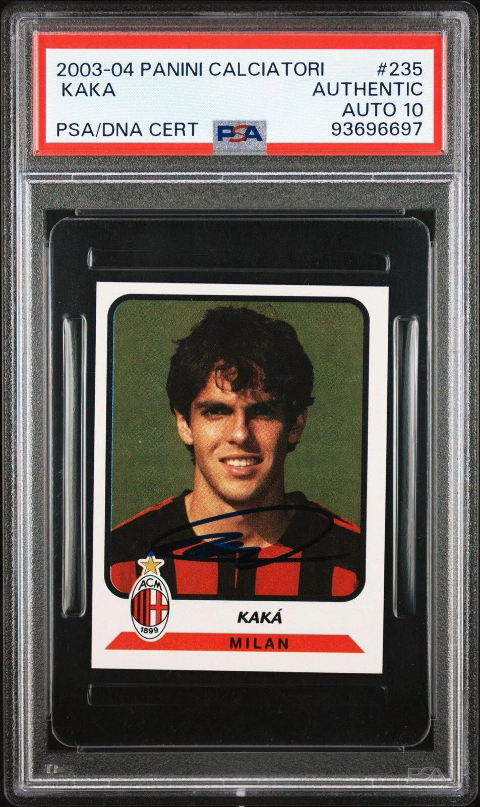 2003-04 Panini Calciatori #235 Kaka Signed Rookie Card Psa GEM MINT 10 AUTO RC