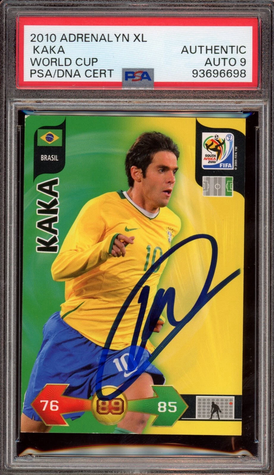 2010 Panini Adrenyalyn XL Kaka Signed World Cup Card Psa/Dna MINT 9 AUTO BRAZIL