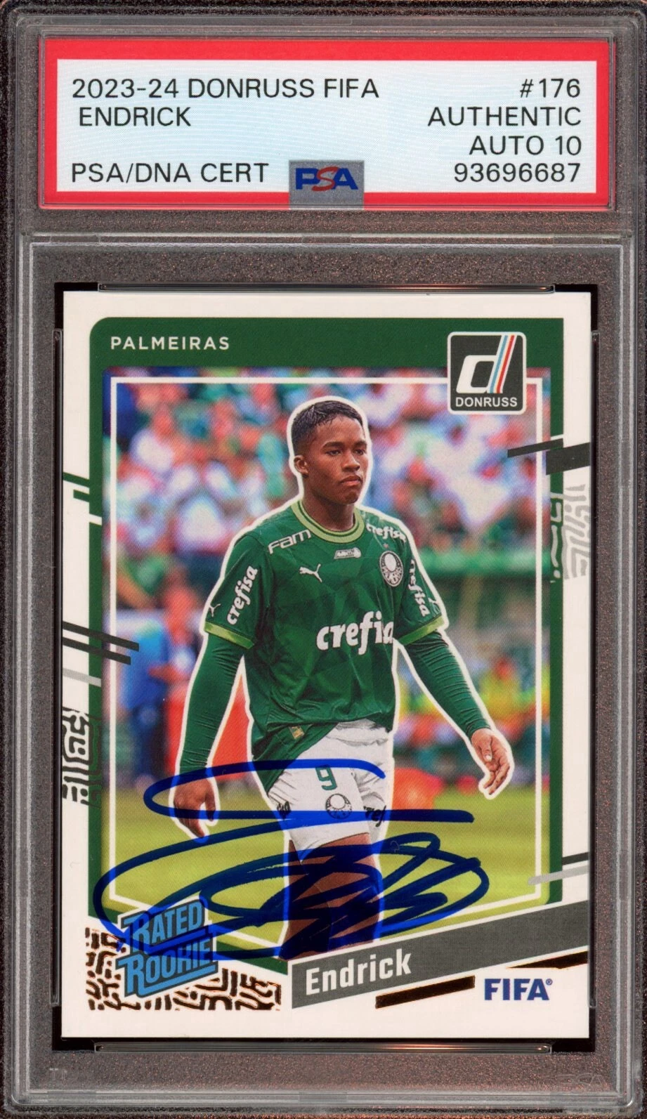2023-24 Donruss FIFA #176 Endrick Signed Rated Rookie Card Psa GEM MINT 10 AUTO