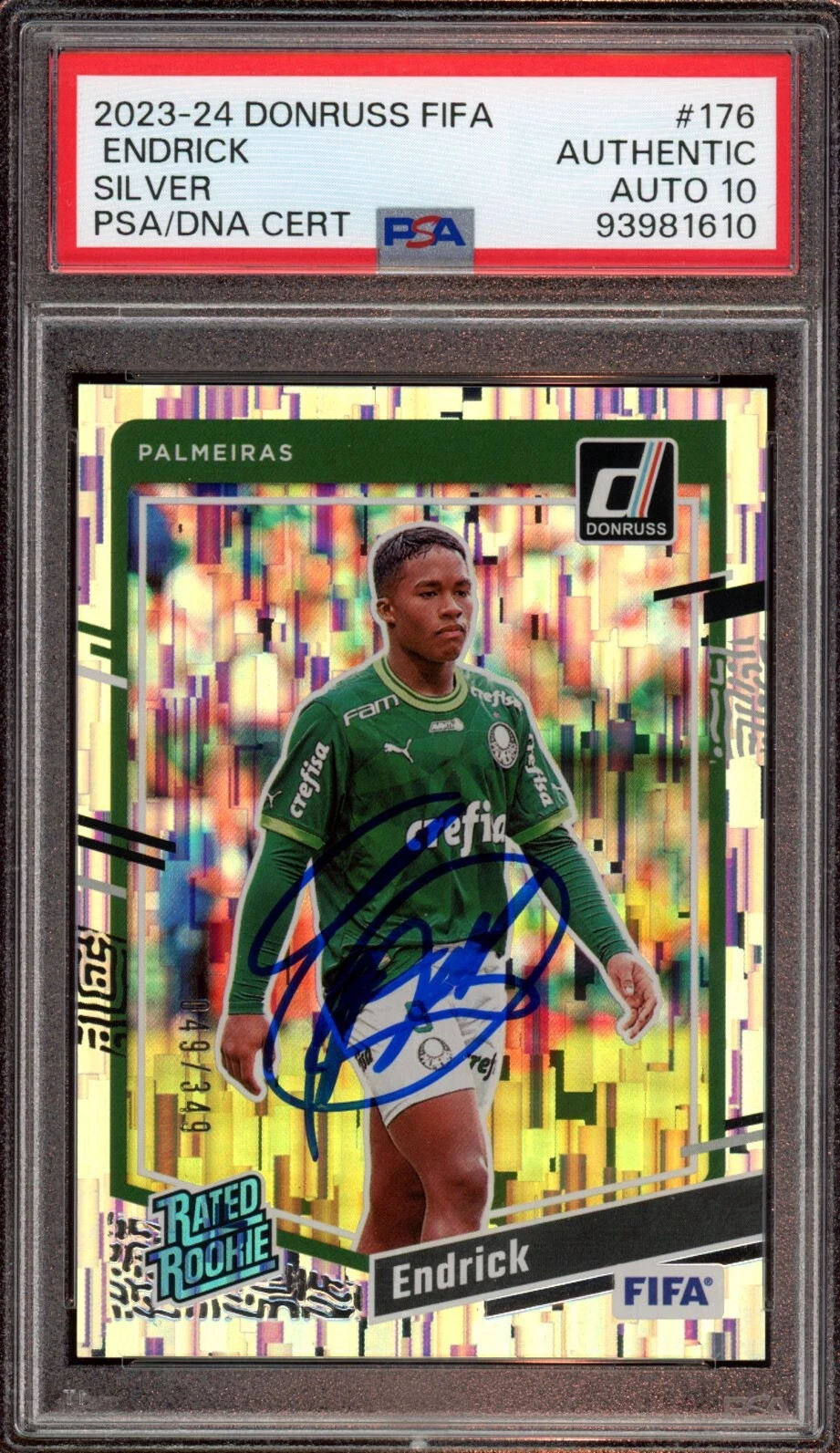 2023 Panini Donruss FIFA #176 Endrick Signed Silver Rookie /349 Psa GEM 10 AUTO