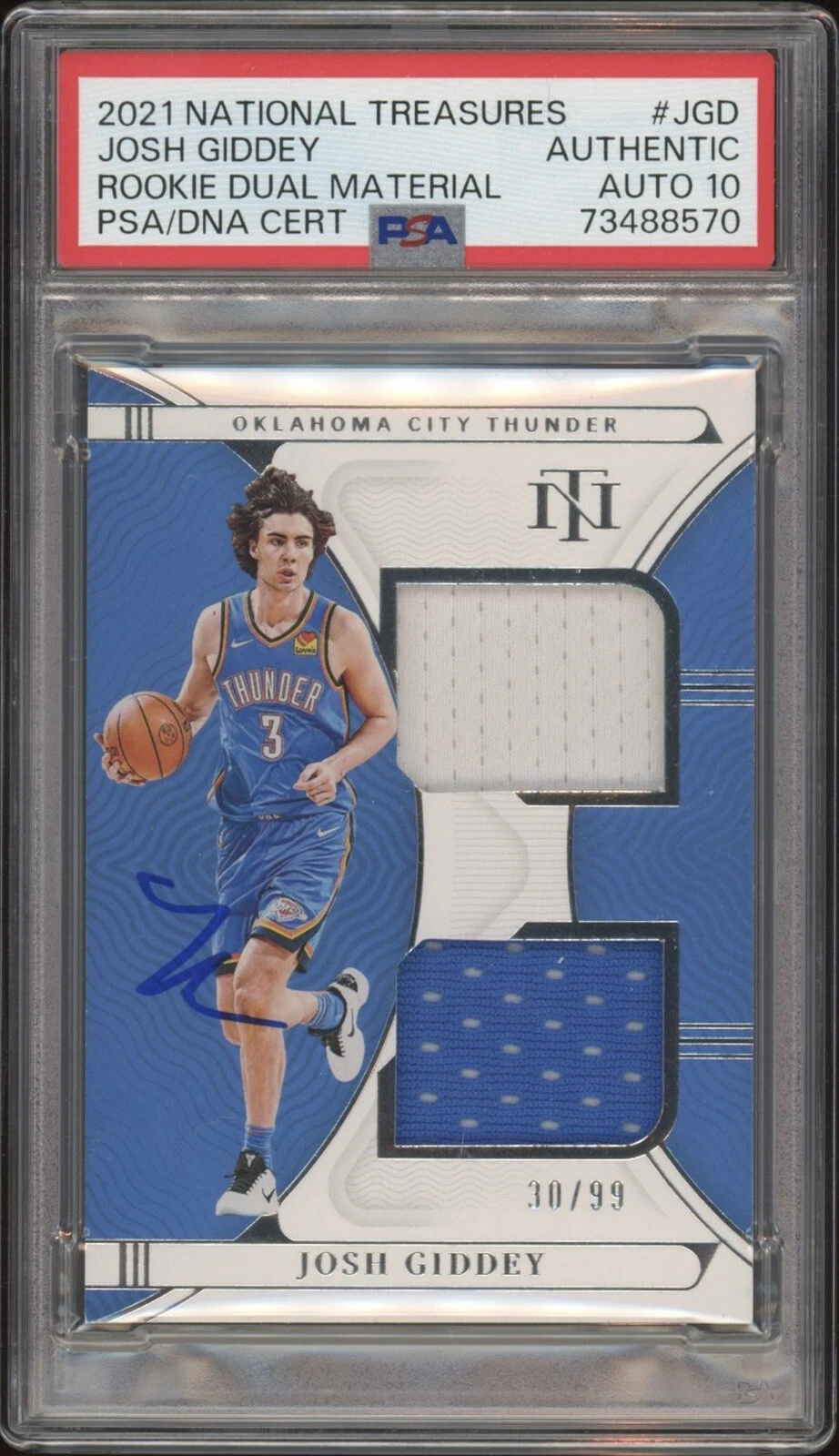 2021 Panini National Treasures Josh Giddey Rookie Dual RPA /99 Psa GEM 10 AUTO