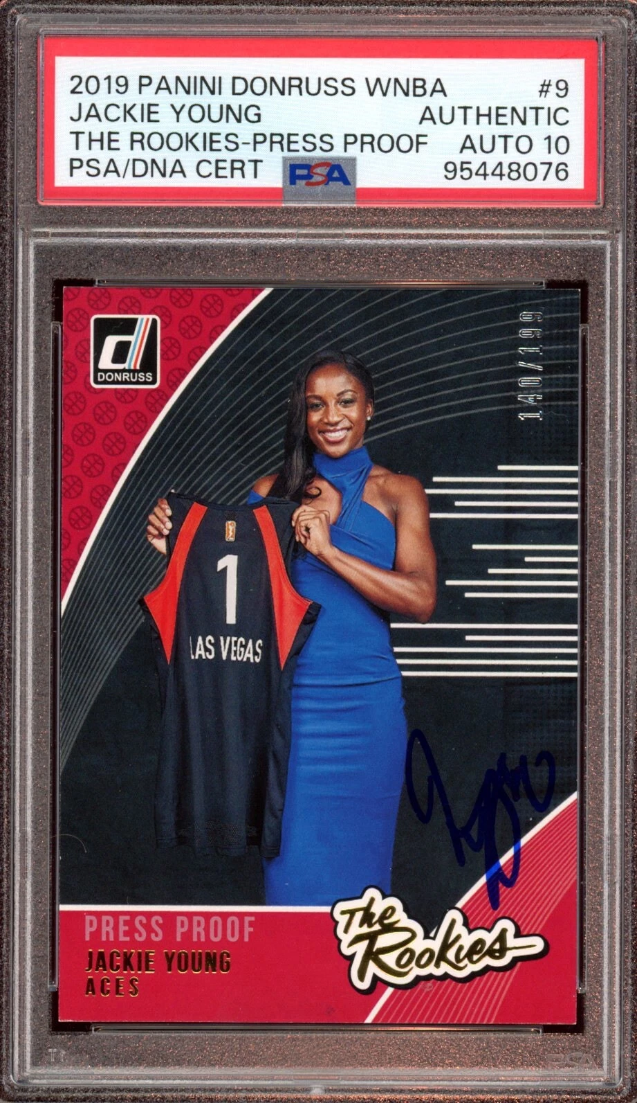 2019 Panini Donruss WNBA #9 Jackie Young Press Proof Rookie /199 Psa GEM 10 AUTO