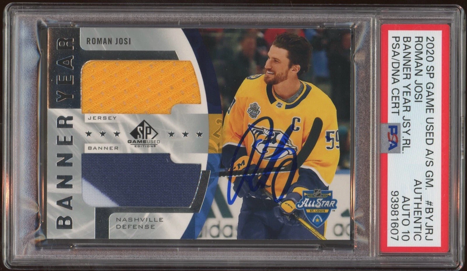 2020 SP Game Used #BYJRJ Roman Josi All Star Jersey Relic Psa GEM MINT 10 AUTO