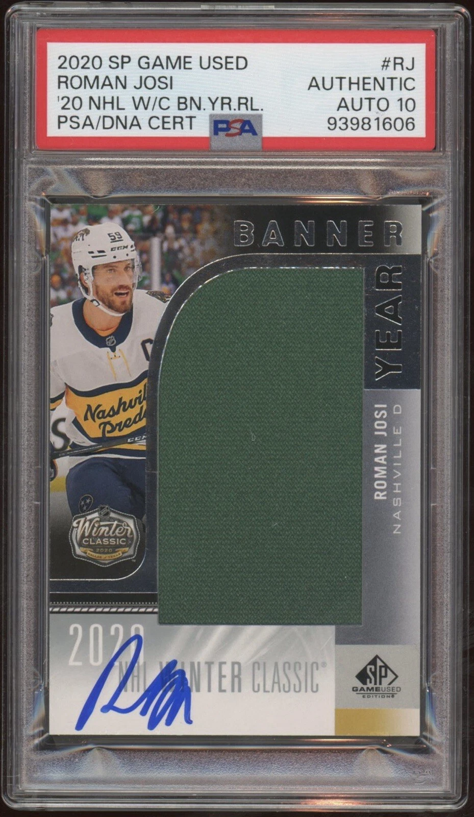 2020 SP Game Used #RJ Roman Josi Winter Classic Relic Jersey Psa GEM MT 10 AUTO