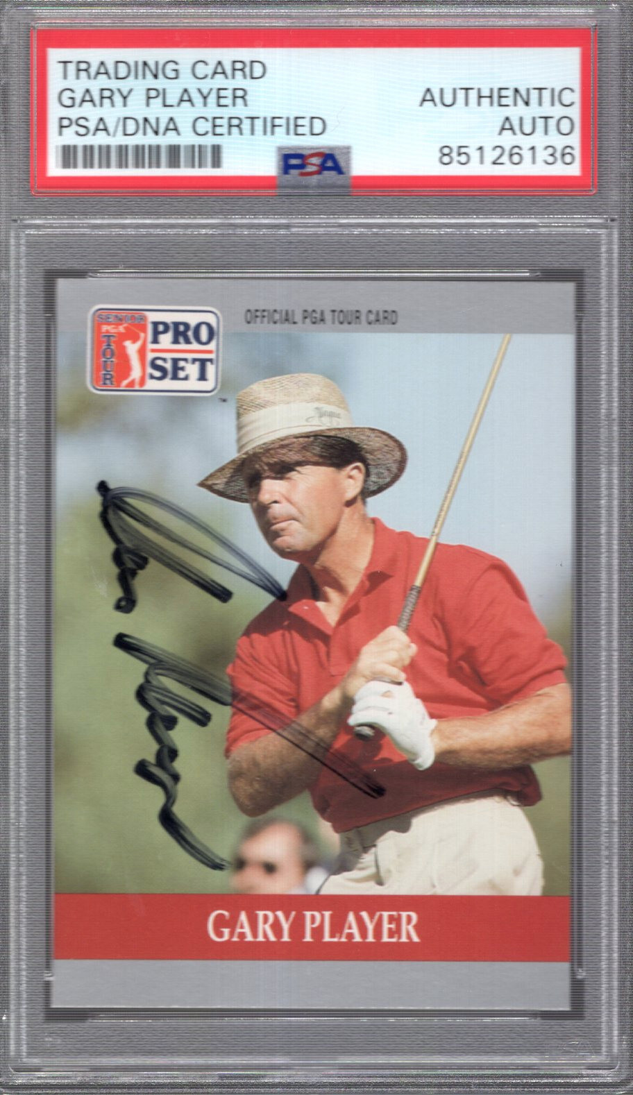 GARY PLAYER HAND SIGNED 1990 PRO SET ROOKIE TRADING CARD PSA SLABBED