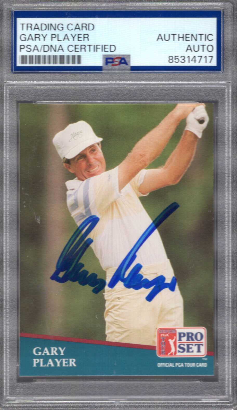 GARY PLAYER HAND SIGNED 1991 PRO SET GOLF TRADING CARD PSA SLABBED