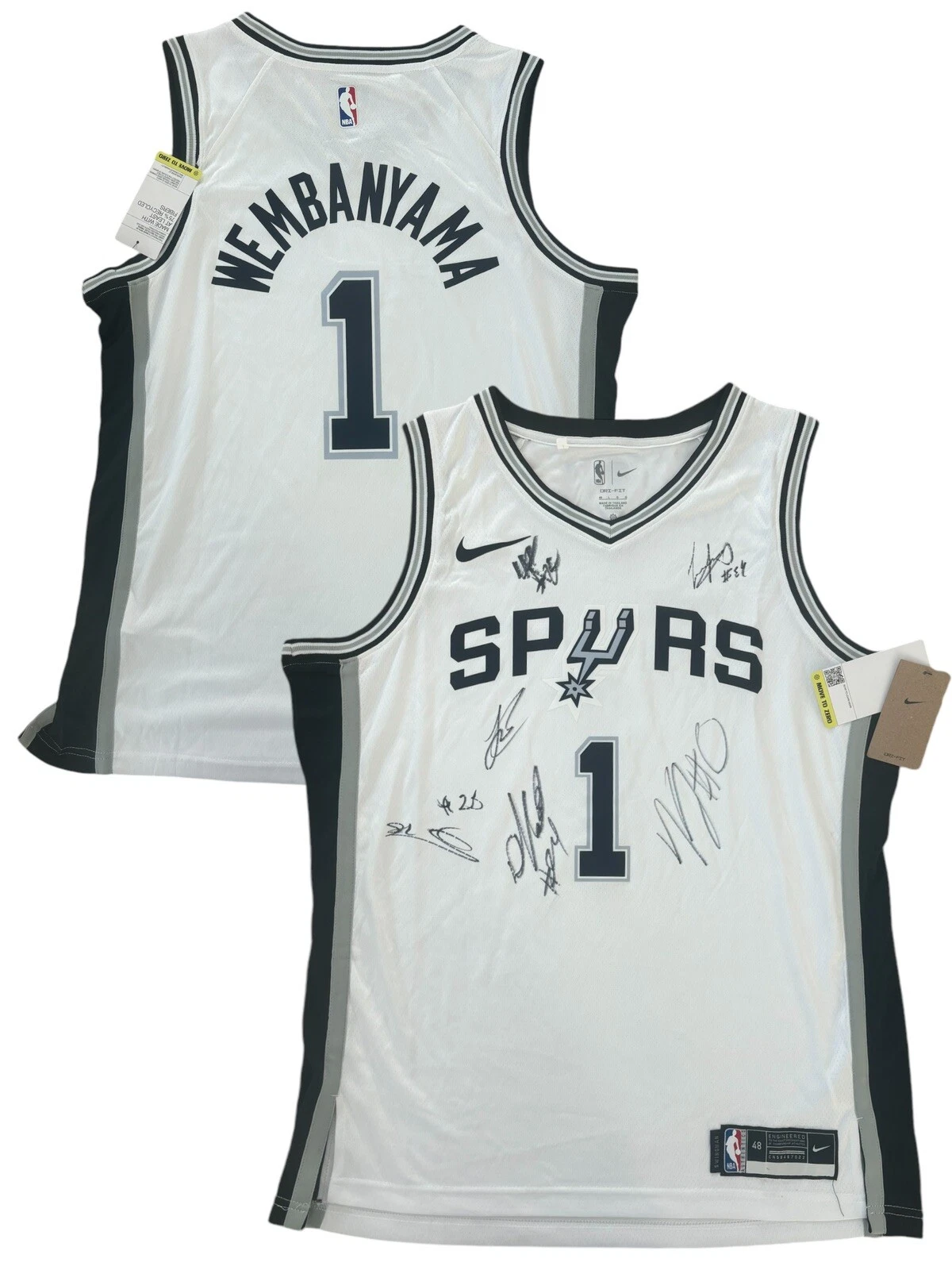 2024-2025 San Antonio Spurs Signed Nike Team #1 Jersey 6 AUTOS Keldon Vassell +
