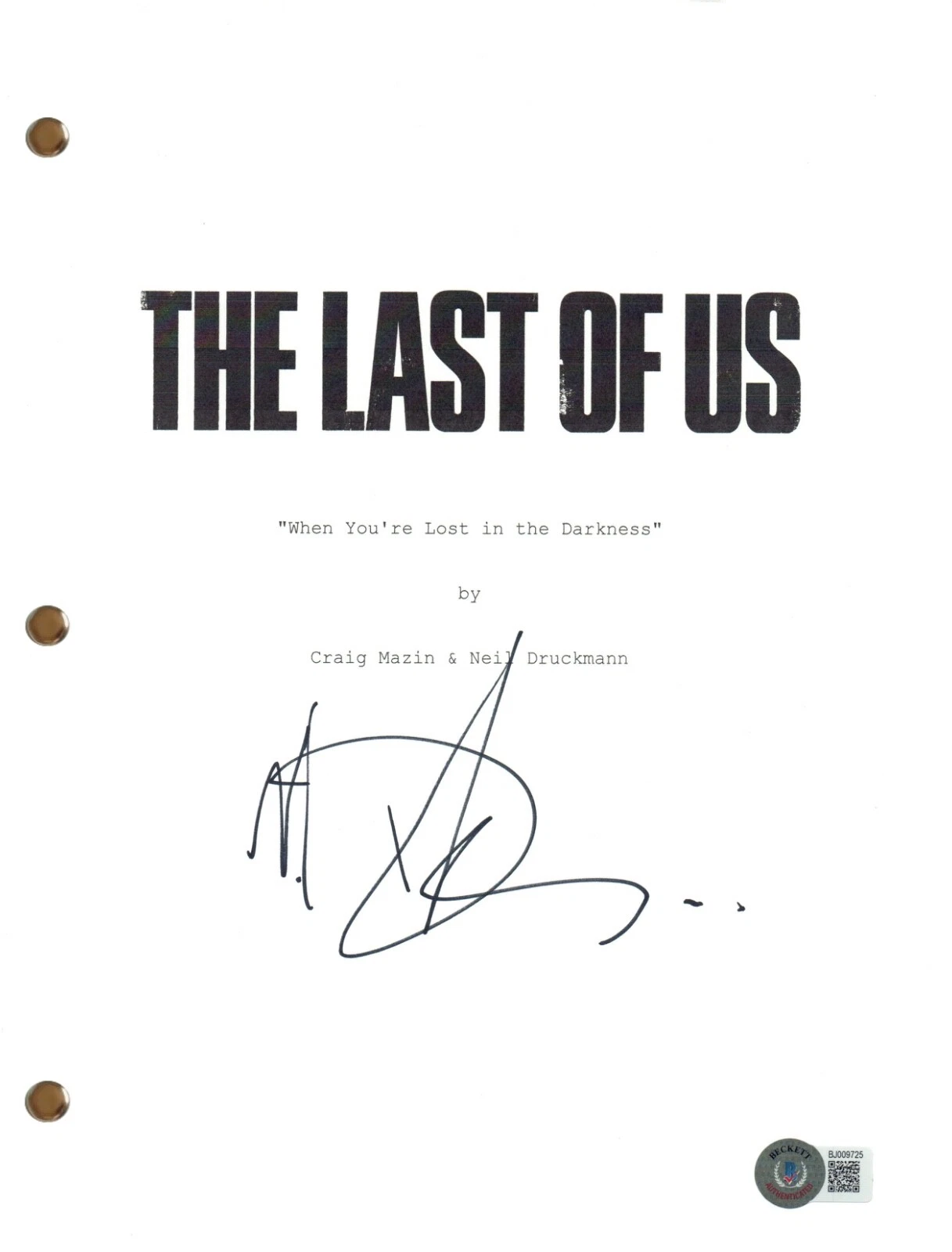 Neil Druckmann Signed Autograph The Last of Us Pilot Episode Script Beckett COA