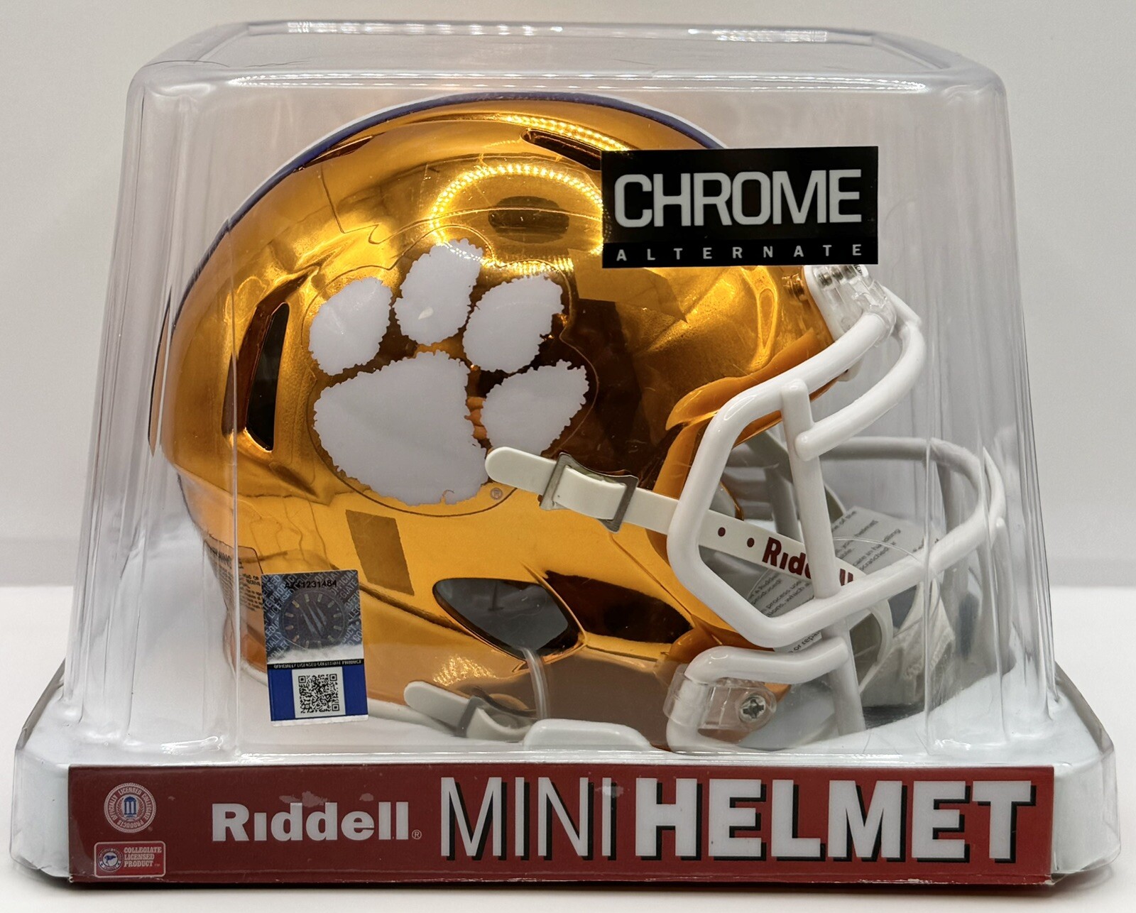 Clemson Tigers Unsigned New In Box Riddell Chrome Mini Helmet