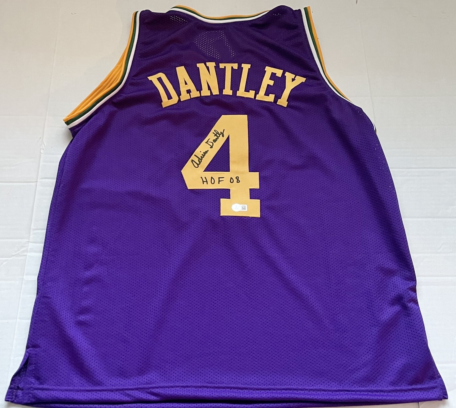 Adrian Dantley Utah Jazz signed Custom jersey W/ HOF Inscrip 2 Beckett Witnessed
