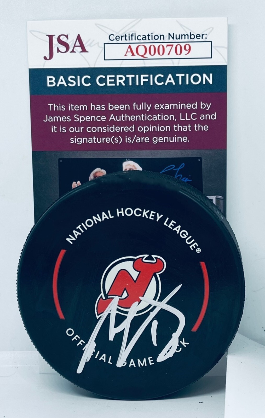 Ondrej Palat signed New Jersey Devils Official Game Puck autographed JSA