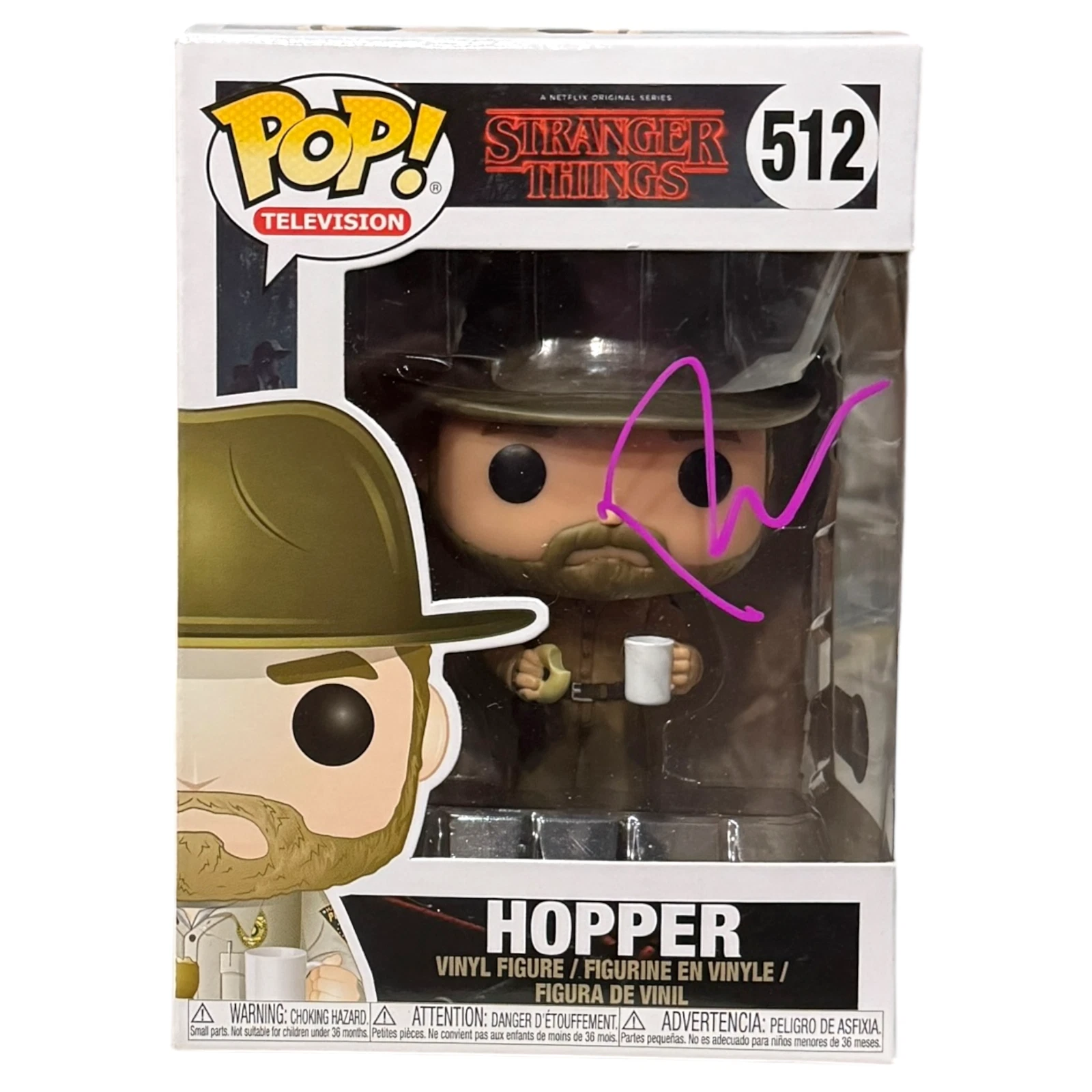 David Harbour Signed Hopper Funko Pop #512 Stranger Things Autograph Beckett COA