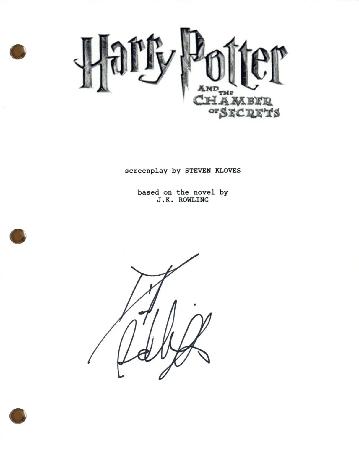 Daniel Radcliffe Signed Harry Potter and The Chamber of Secrets Movie Script COA