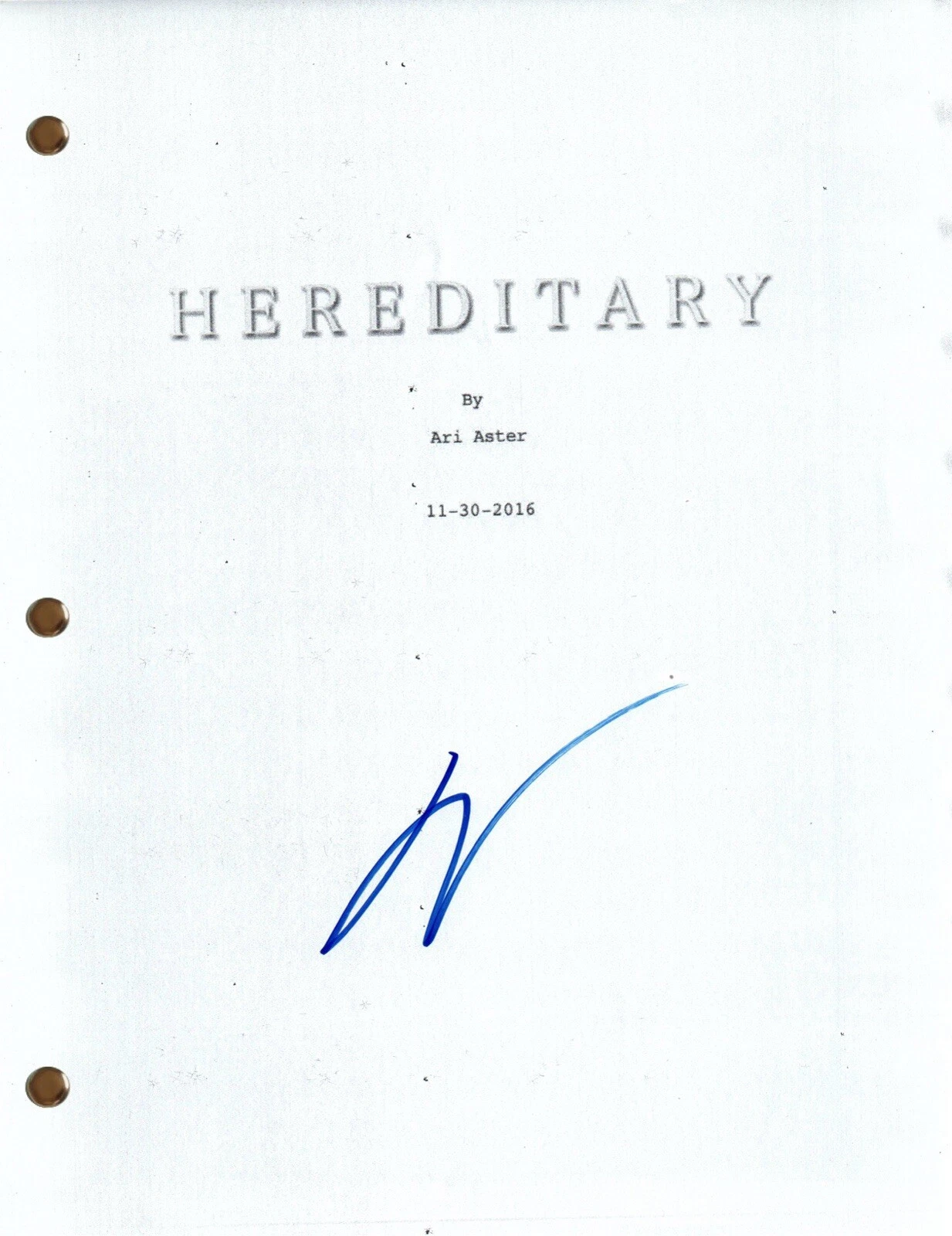 Ari Aster Signed Autograph HEREDITARY Movie Script Full Screenplay Horror COA