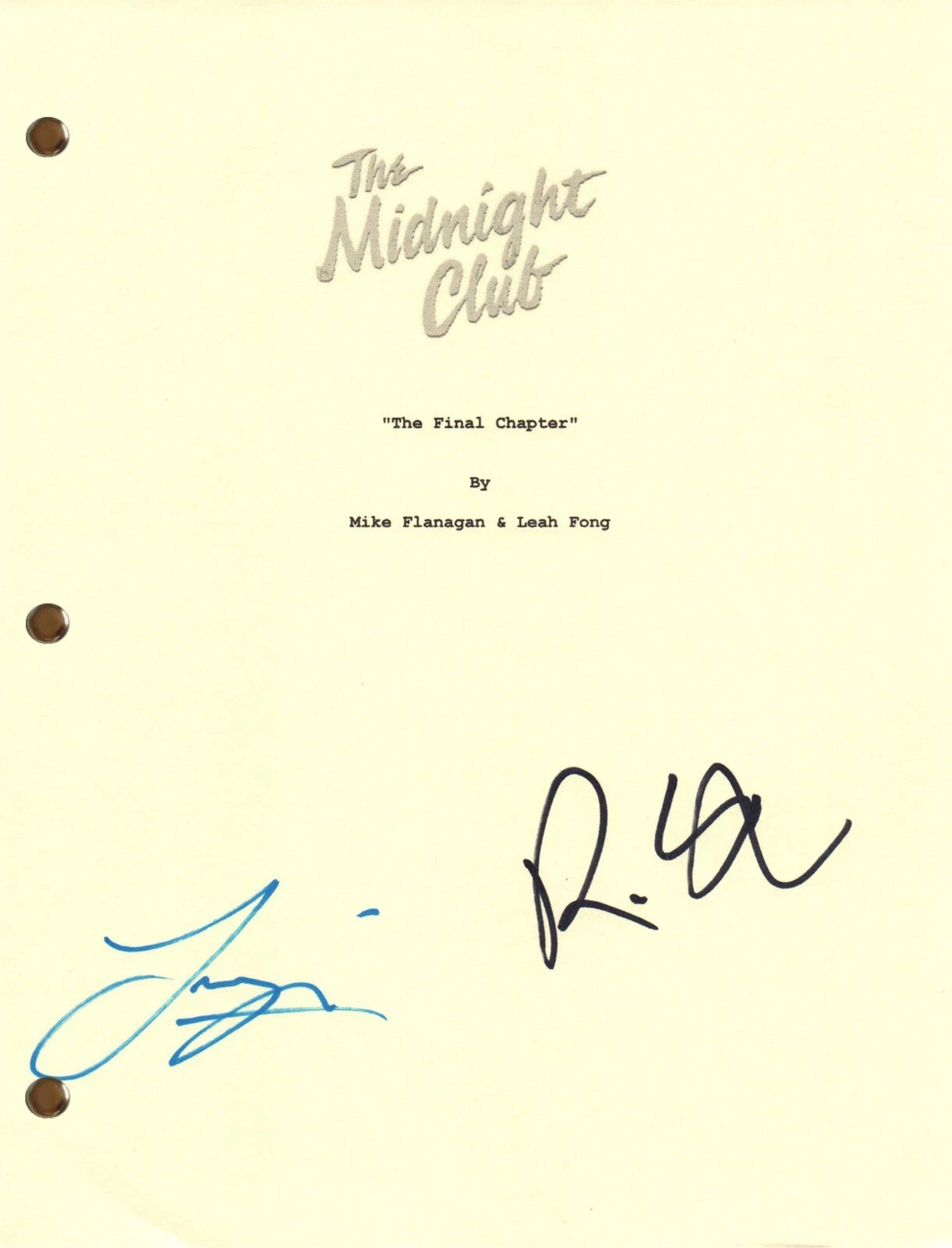 Ruth Codd & Igby Rigney The Midnight Club Signed Autograph Full Pilot Script COA