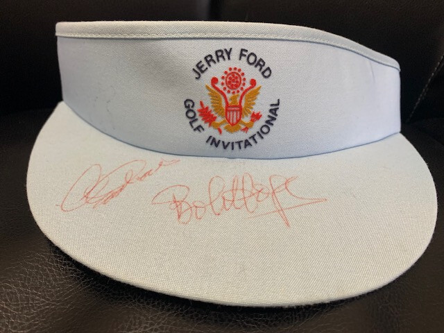 MICHAEL JORDAN+CLINT EASTWOOD+BOB HOPE HAND SIGNED GOLF VISOR JSA LETTER