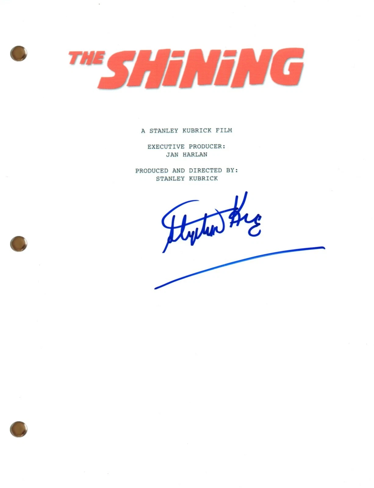 Stephen King Signed Autograph THE SHINING Movie Script Full Screenplay COA