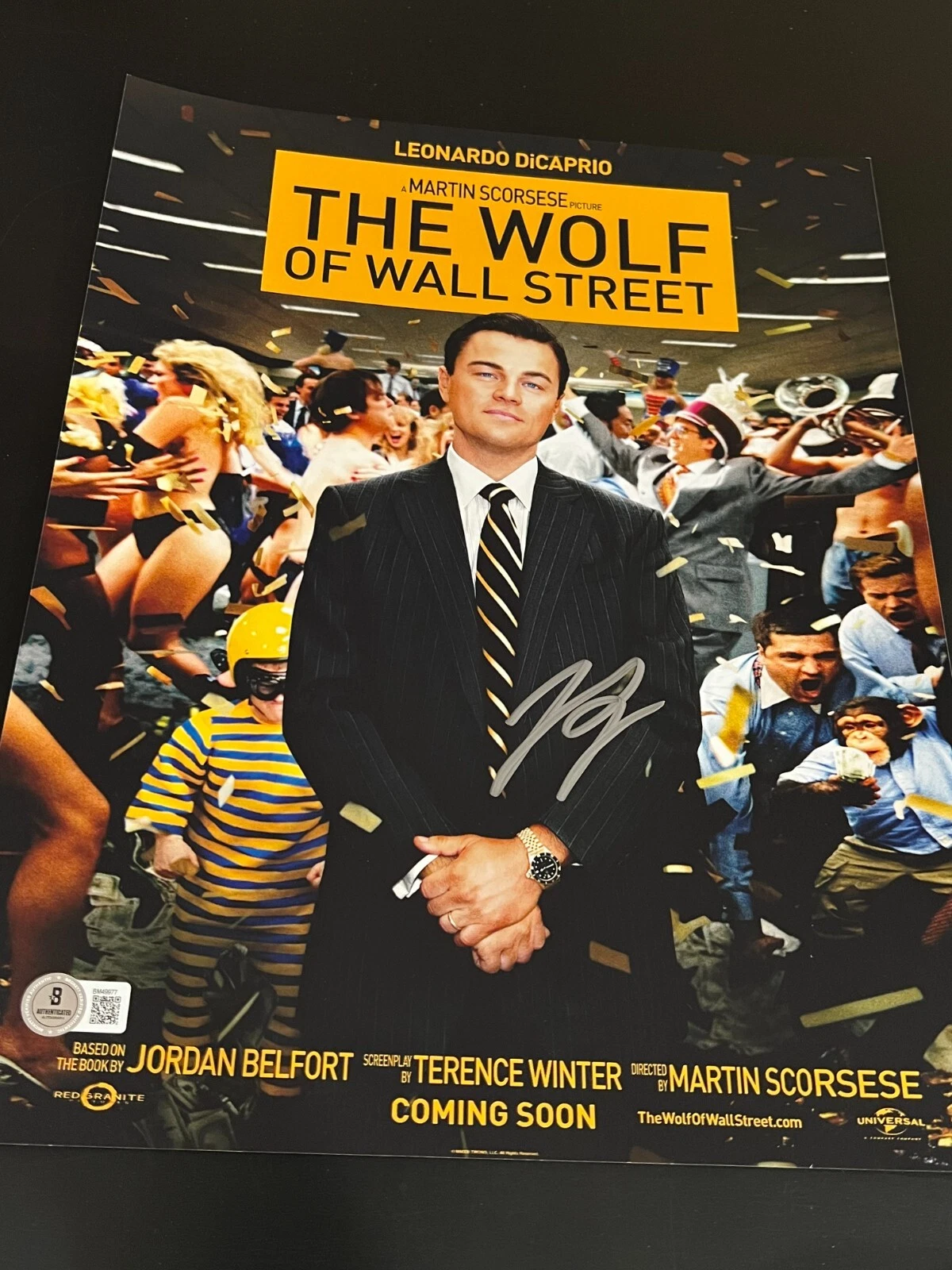 LEONARDO DICAPRIO SIGNED 11X14 POSTER PHOTO WOLF OF WALL STREET BECKETT BAS G