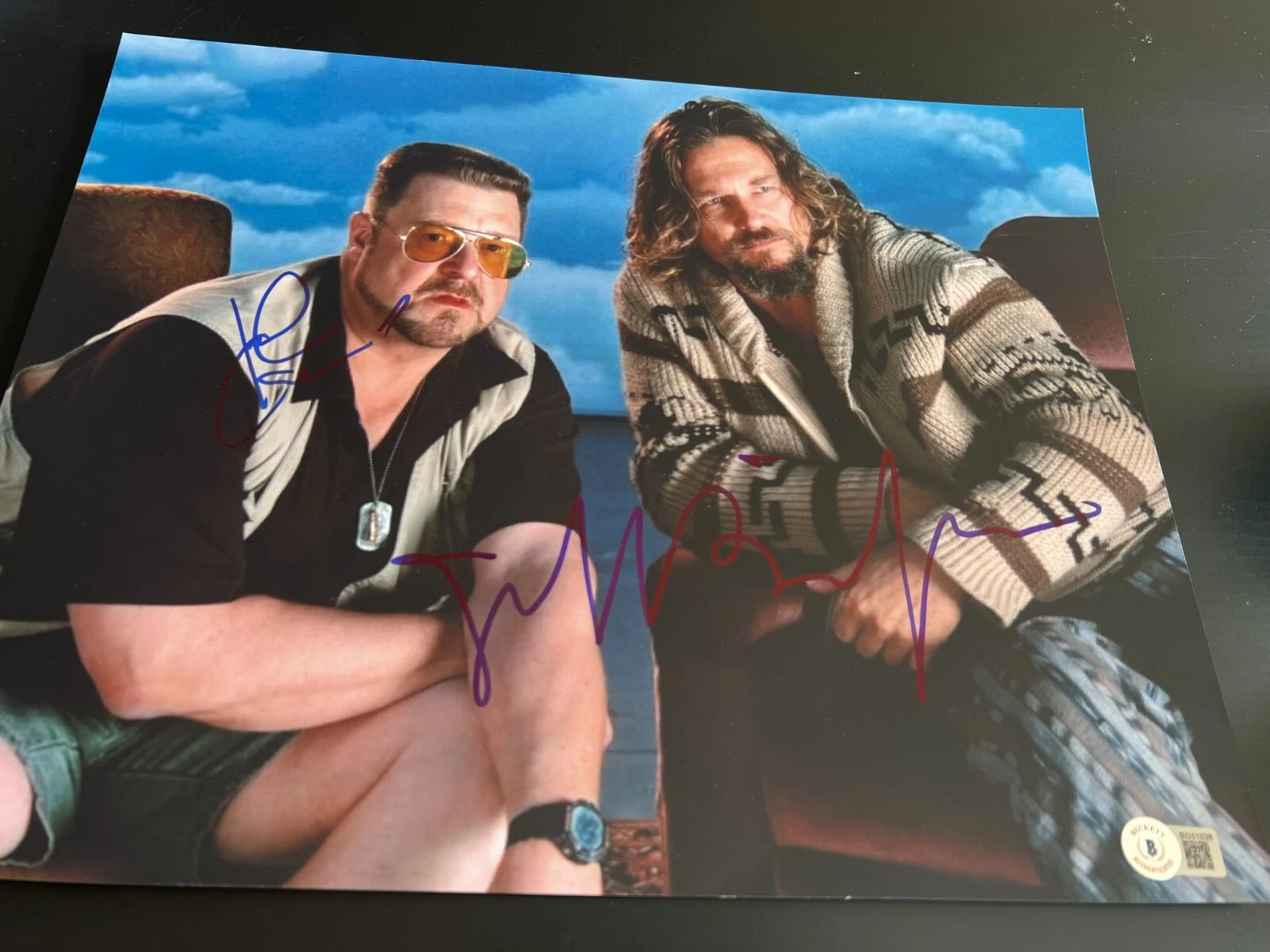 JEFF BRIDGES JOHN GOODMAN SIGNED AUTOGRAPH 11x14 PHOTO BIG LEBOWSKI BECKETT D